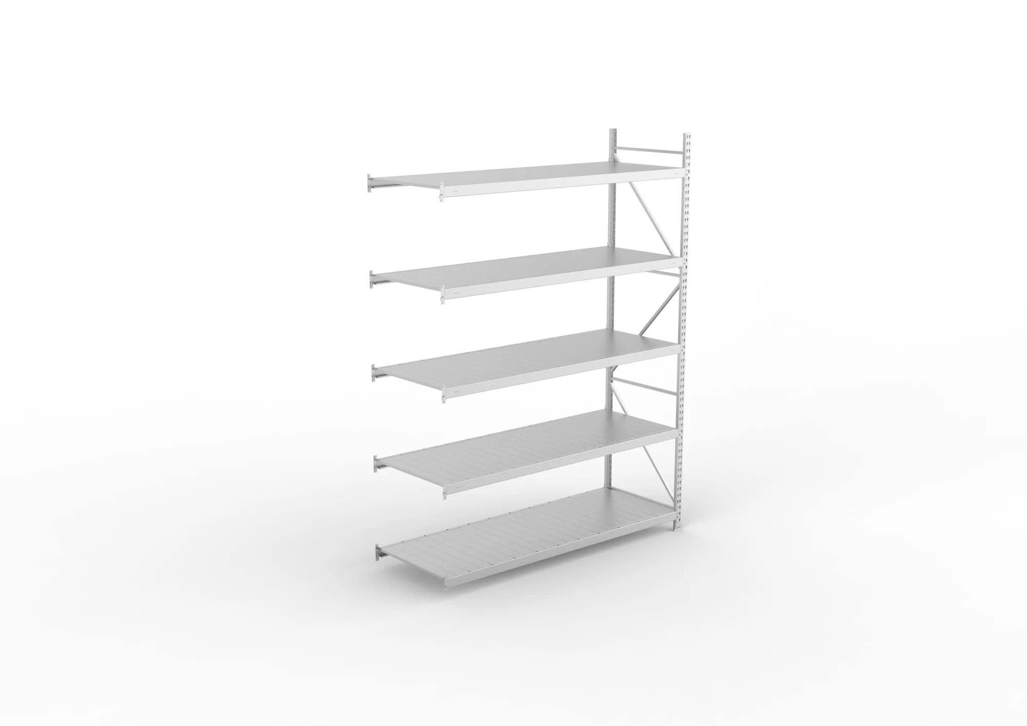 META MINI-RACK, Weitspannregal, Anbauregal, 3000 x 2200 x 800 mm, Fachlast 600 kg, Stahlpaneelböden, 5 Ebenen – Ansicht von oben