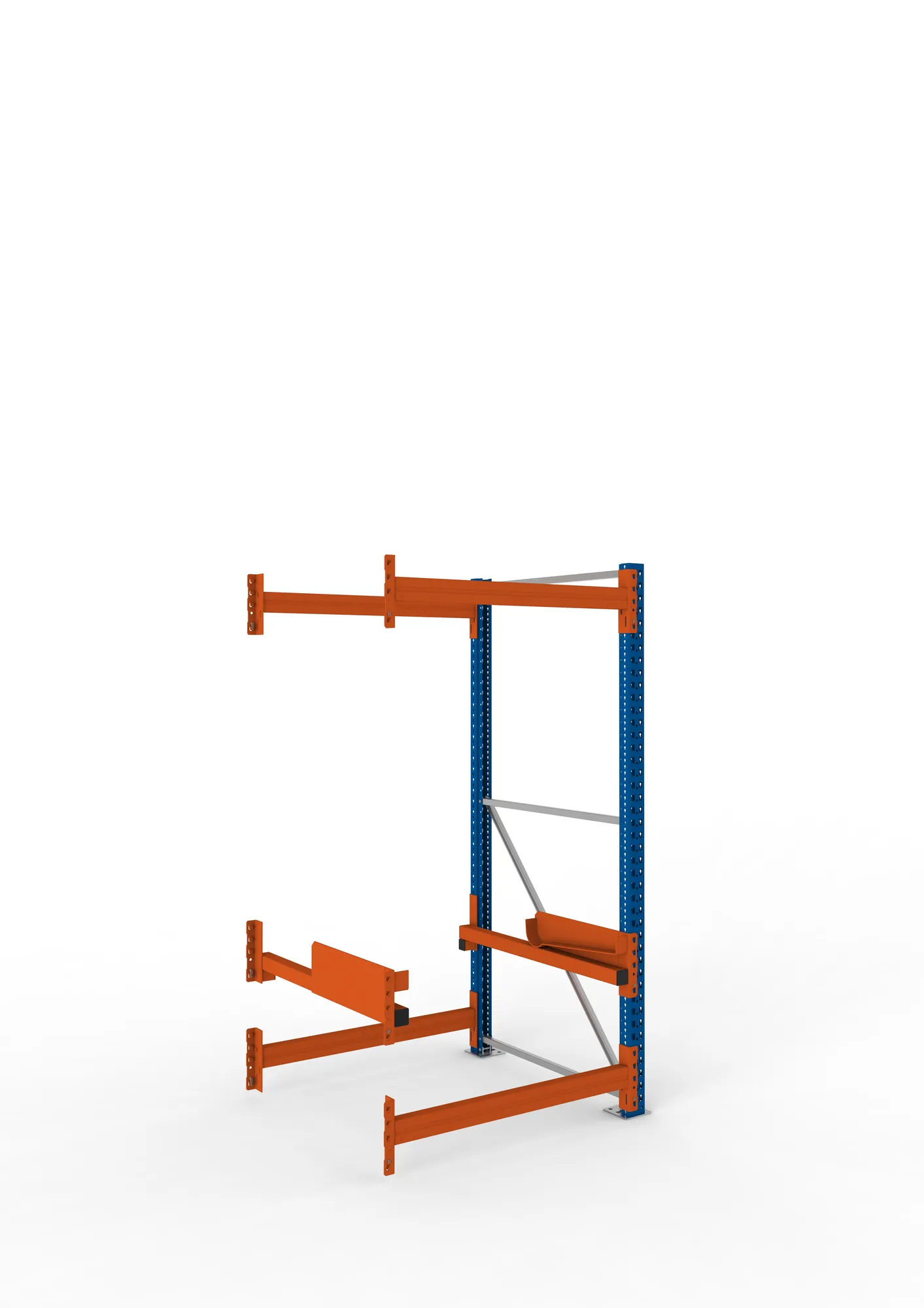 META MULTIPAL, Kabeltrommelregal, Anbauregal, 2200 x 1100 x 1100 mm, Feldlast 4000 kg, 2 Ebenen, Typ 2, RAL 5010 – Ansicht in Blickhöhe