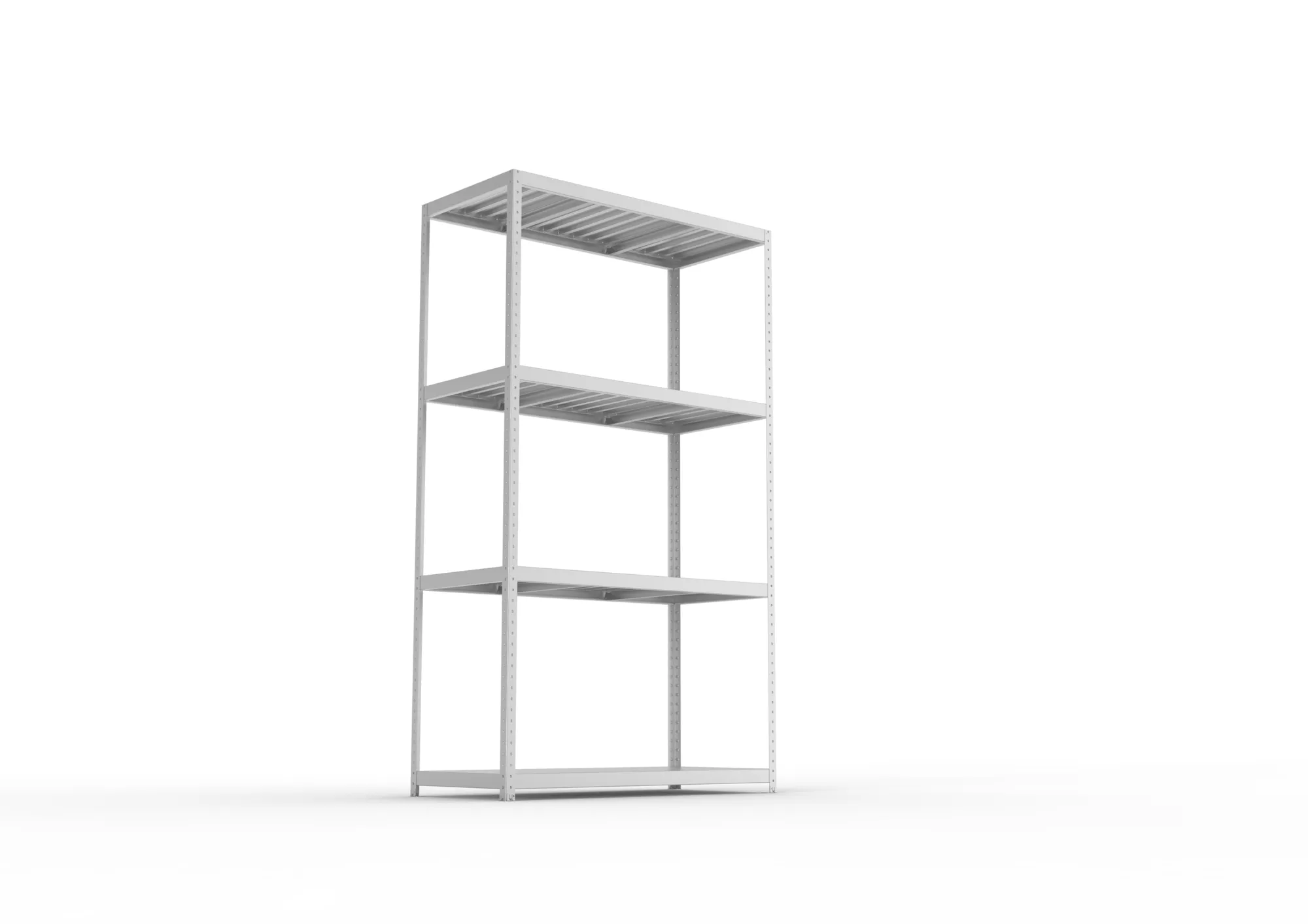 META SPEED-RACK, Weitspannregal, 2970 x 1700 x 800 mm, Fachlast 500 kg, Stahlpaneelböden, 4 Ebenen – Ansicht von unten