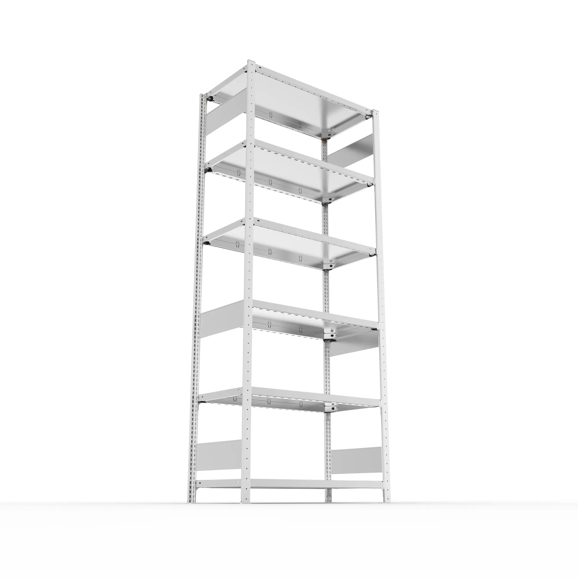 META CLIP S3, Fachbodenregal, Grundregal, 2500 x 1000 x 500 mm, Fachlast 230 kg, 6 Ebenen, Längsriegel, verzinkt – Ansicht von unten
