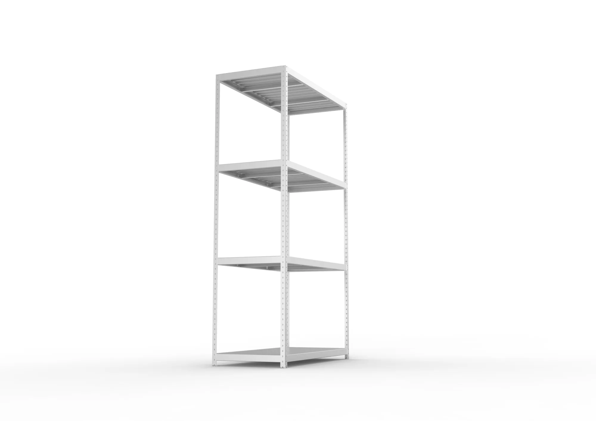 META SPEED-RACK, Weitspannregal, 2970 x 1700 x 800 mm, Fachlast 500 kg, Stahlpaneelböden, 4 Ebenen – Seitenansicht