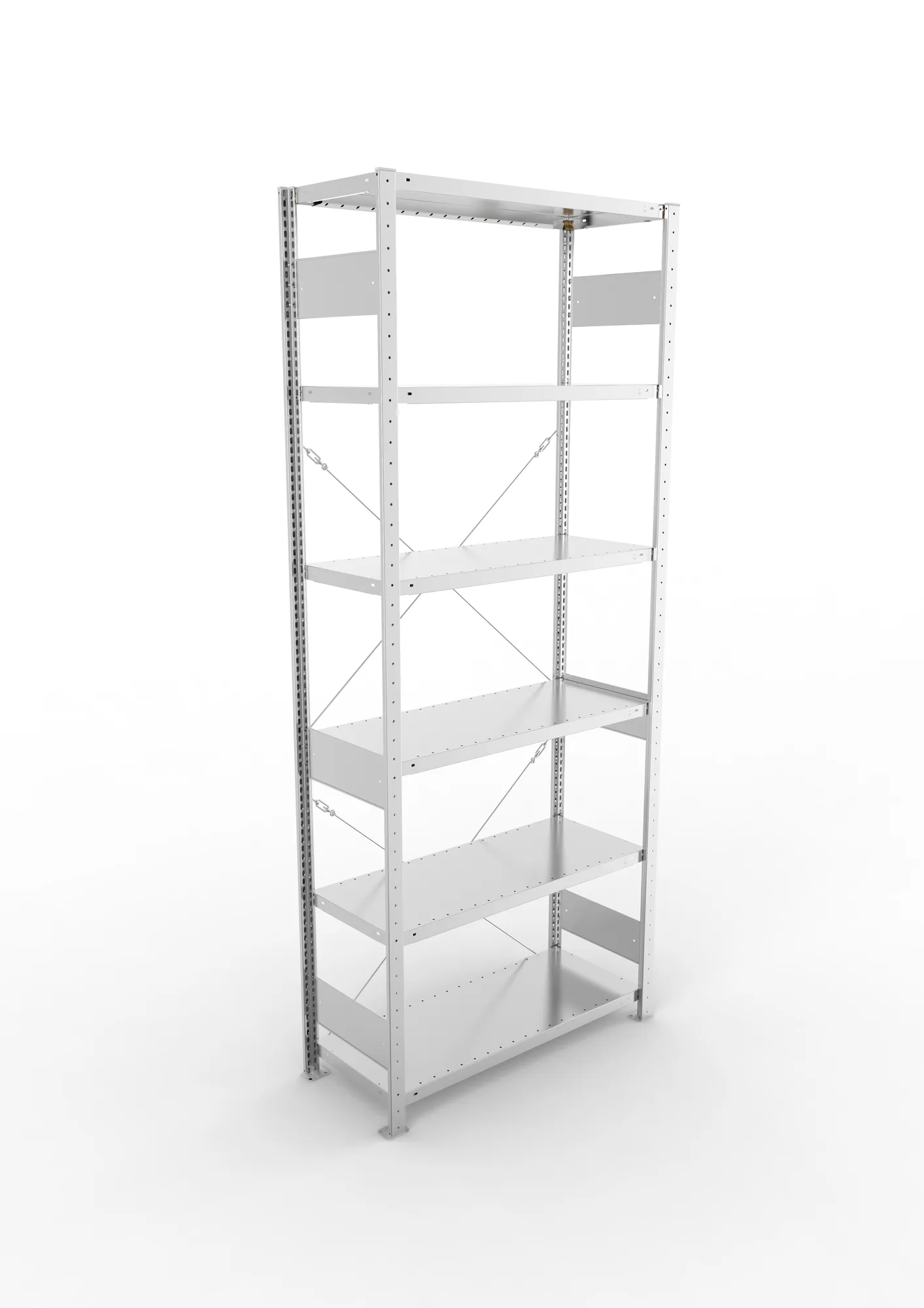 META CLIP S3, Fachbodenregal, Grundregal, 2500 x 1000 x 400 mm, Fachlast 230 kg, 6 Ebenen, verzinkt – Ansicht von oben
