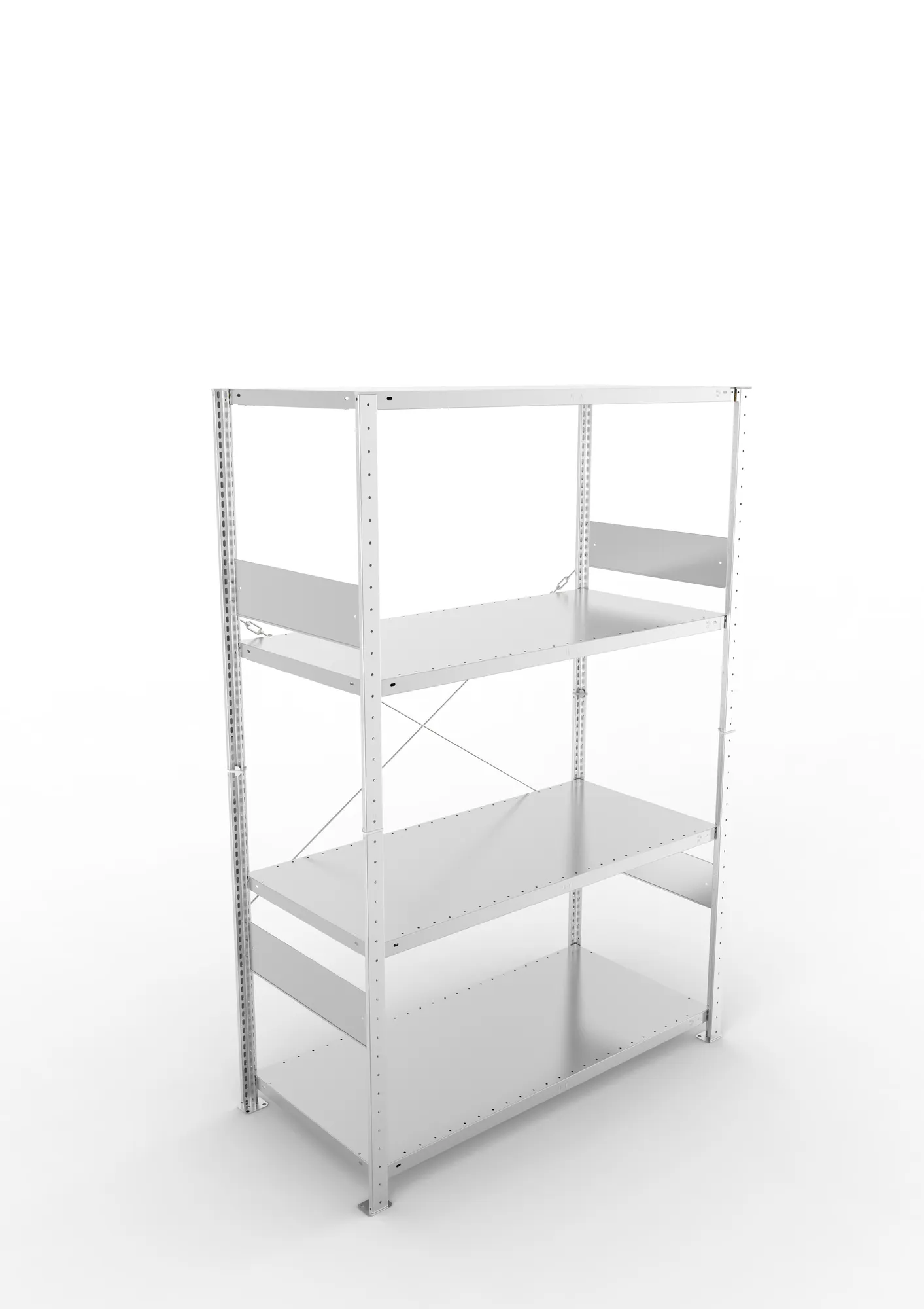 META CLIP SPLIT, Fachbodenregal, Grundregal, 2000 x 1300 x 600 mm, Fachlast 230 kg, 4 Ebenen, verzinkt – Ansicht von oben