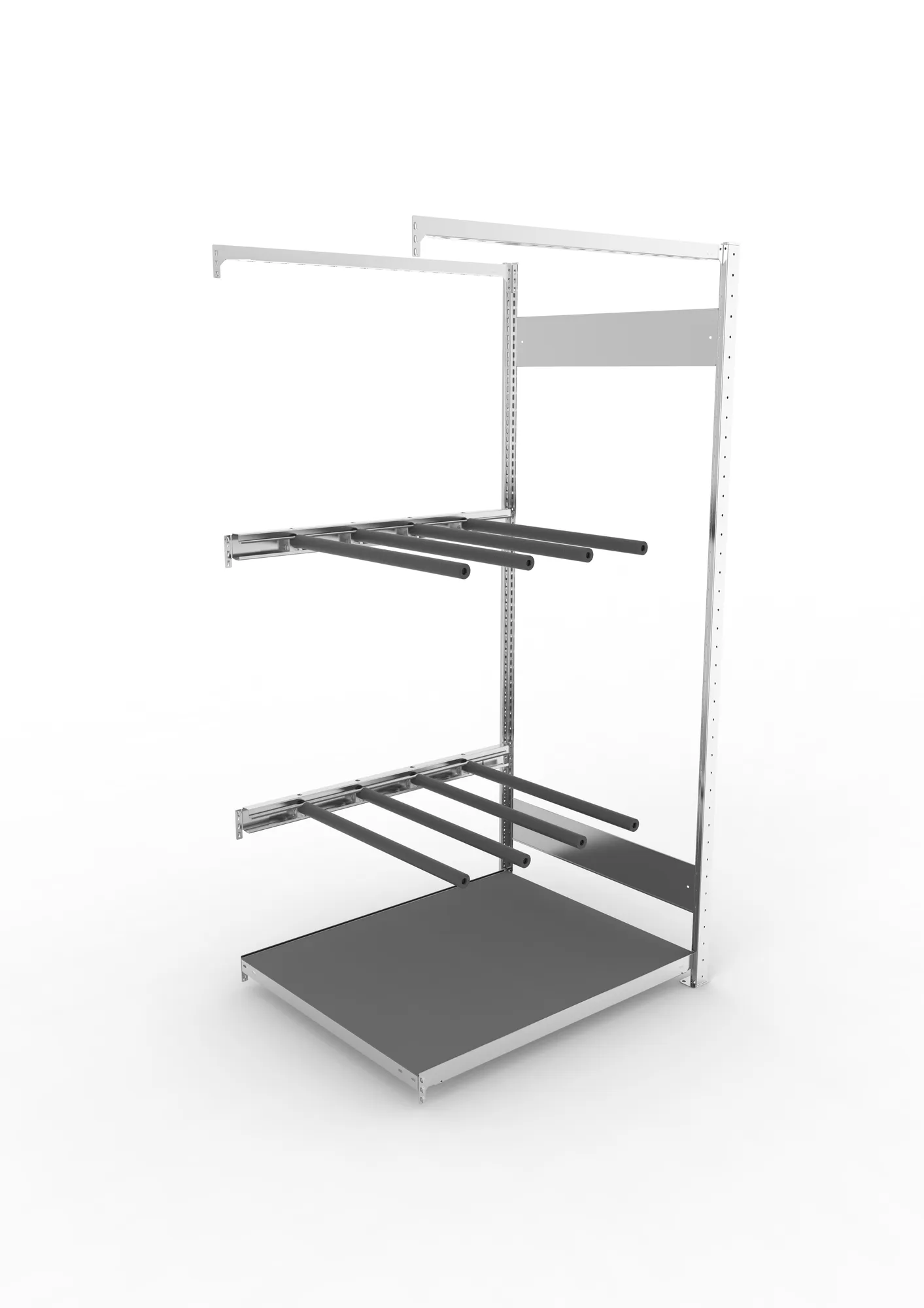 META CLIP, Abgasanlagenregal, Anbauregal, 2000 x 1000 x 800 mm, stehende Lagerung, verzinkt – Ansicht von oben