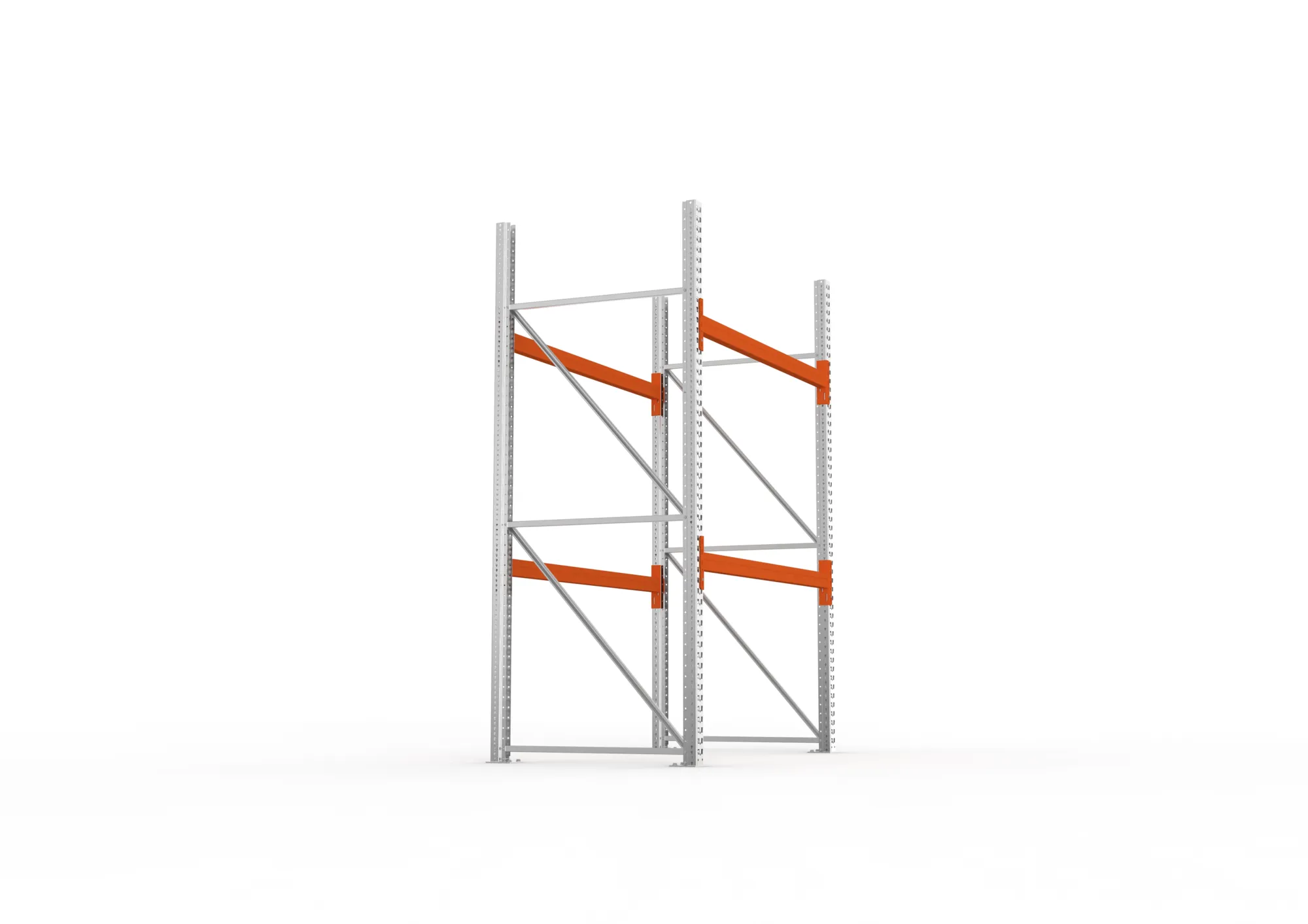META MULTIPAL, Palettenregal, Grundregal, 2700 x 1825 x 1100 mm, Fachlast 2240 kg, 3 Ebenen, 6 Paletten, verzinkt – Seitenansicht