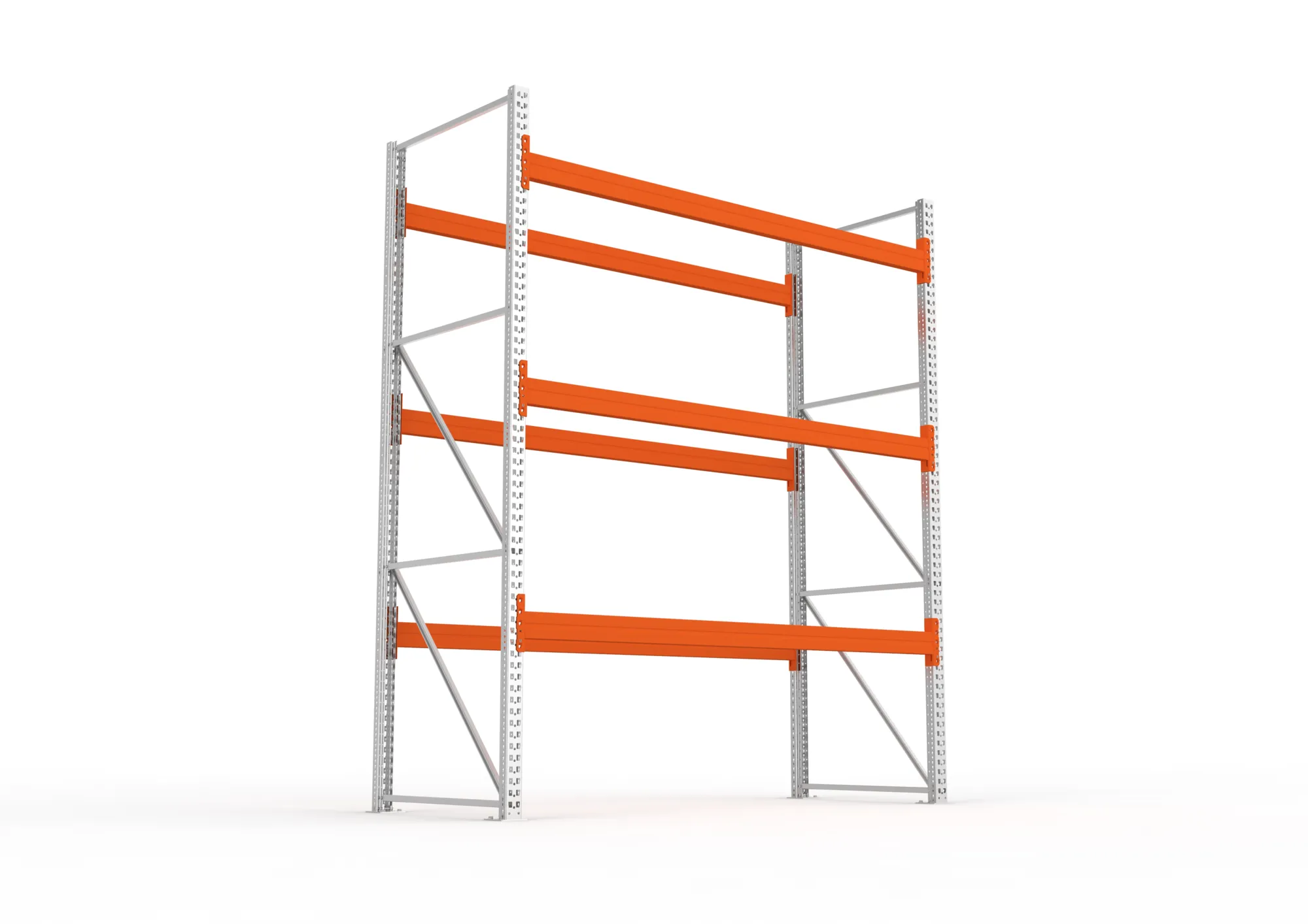META MULTIPAL, Palettenregal, Grundregal, 3300 x 2700 x 1100 mm, Fachlast 980 kg, 4 Ebenen, 12 Paletten, verzinkt – Ansicht von unten