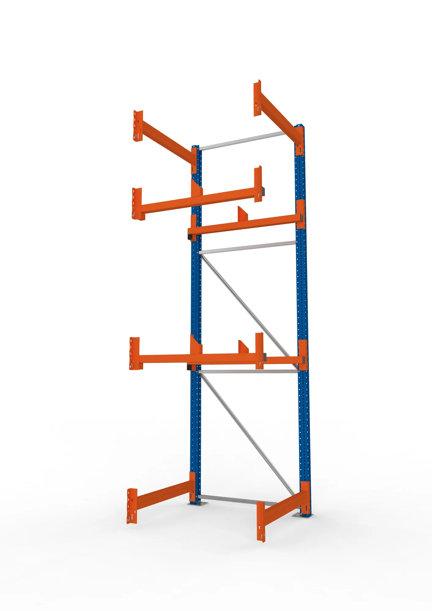 META MULTIPAL, Kabeltrommelregal, Anbauregal, 3300 x 900 x 1100 mm, Feldlast 4000 kg, 2 Ebenen, Typ 1, RAL 5010 – Seitenansicht
