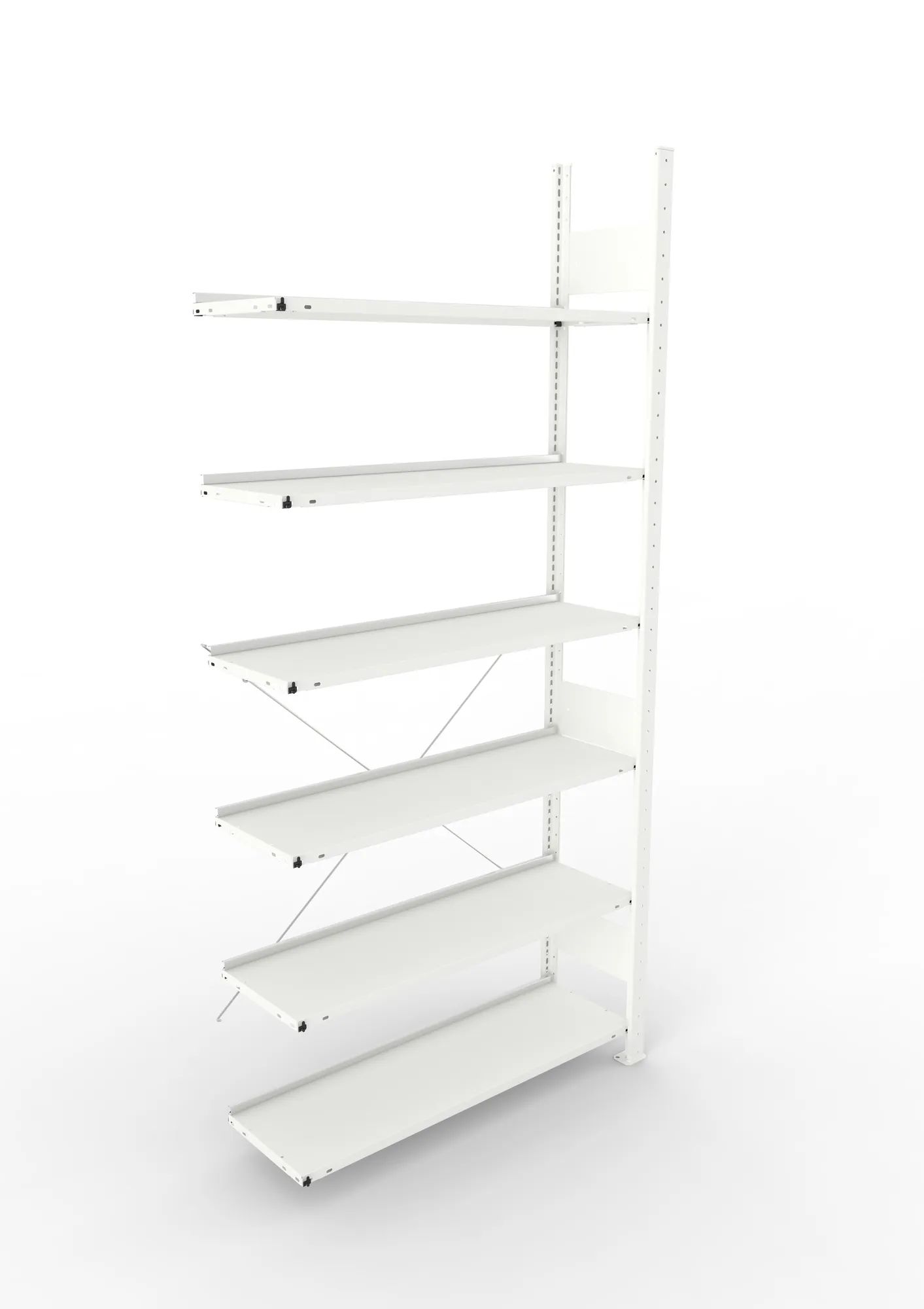 META CLIP COMPACT, Büro-Steckregal, Anbauregal, 2200 x 1000 x 300 mm, Fachlast 80 kg, 6+0 Ebenen, RAL 7035 – Ansicht von oben