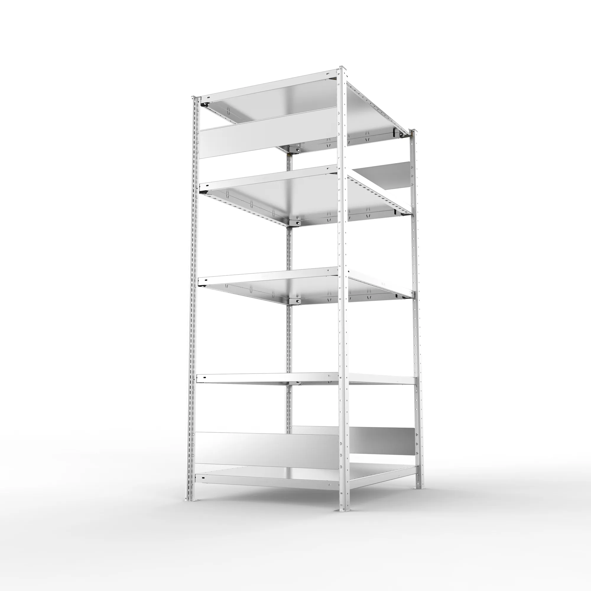 META CLIP S3, Fachbodenregal, Grundregal, 2000 x 1000 x 800 mm, Fachlast 230 kg, 5 Ebenen, Längsriegel, verzinkt – Seitenansicht