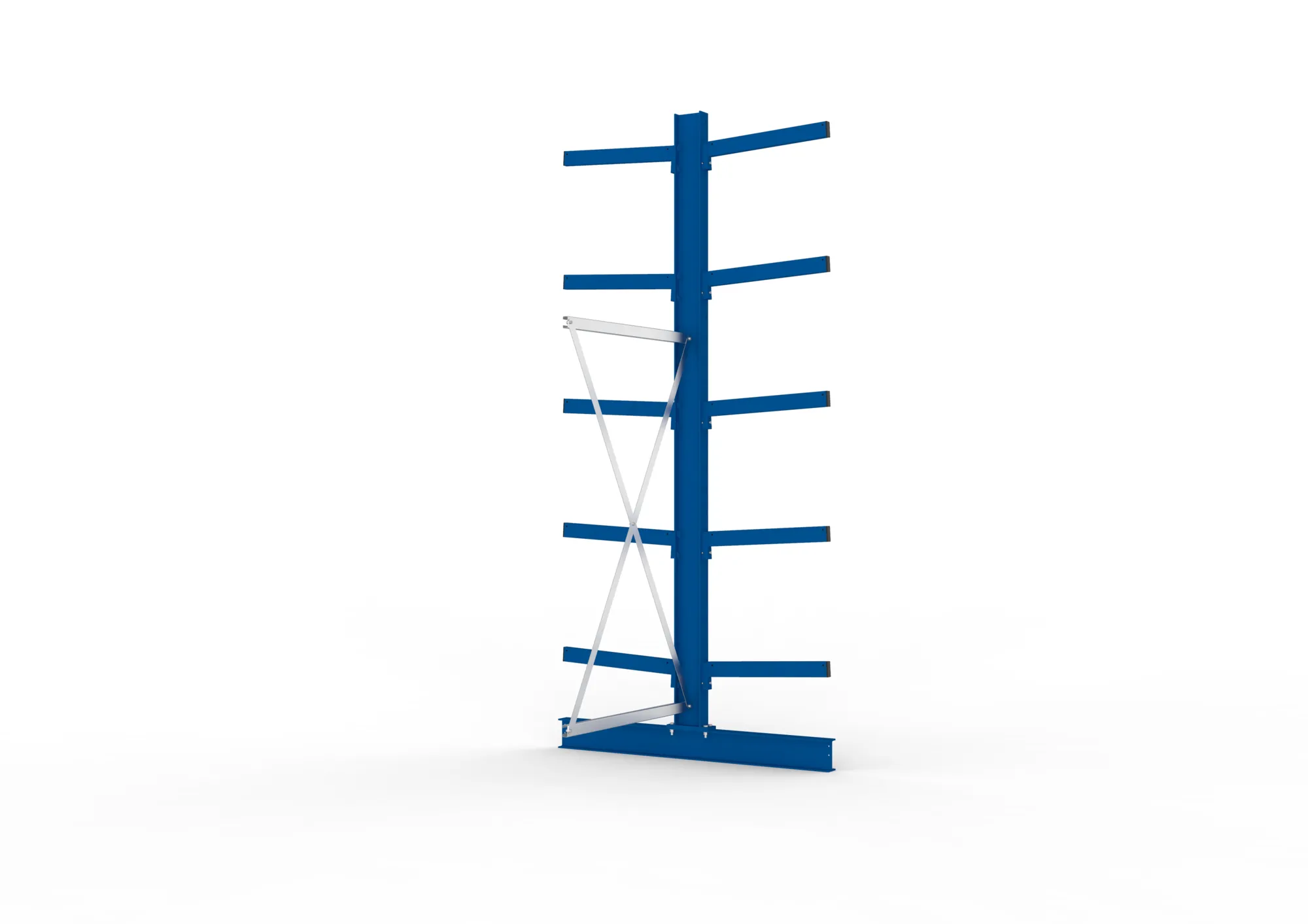 META MULTISTRONG M, Kragarmregal, Anbauregal, 3000 x 1000 x 600 mm, Armlast 355 kg, doppelseitig, 5+1 Ebenen – Seitenansicht
