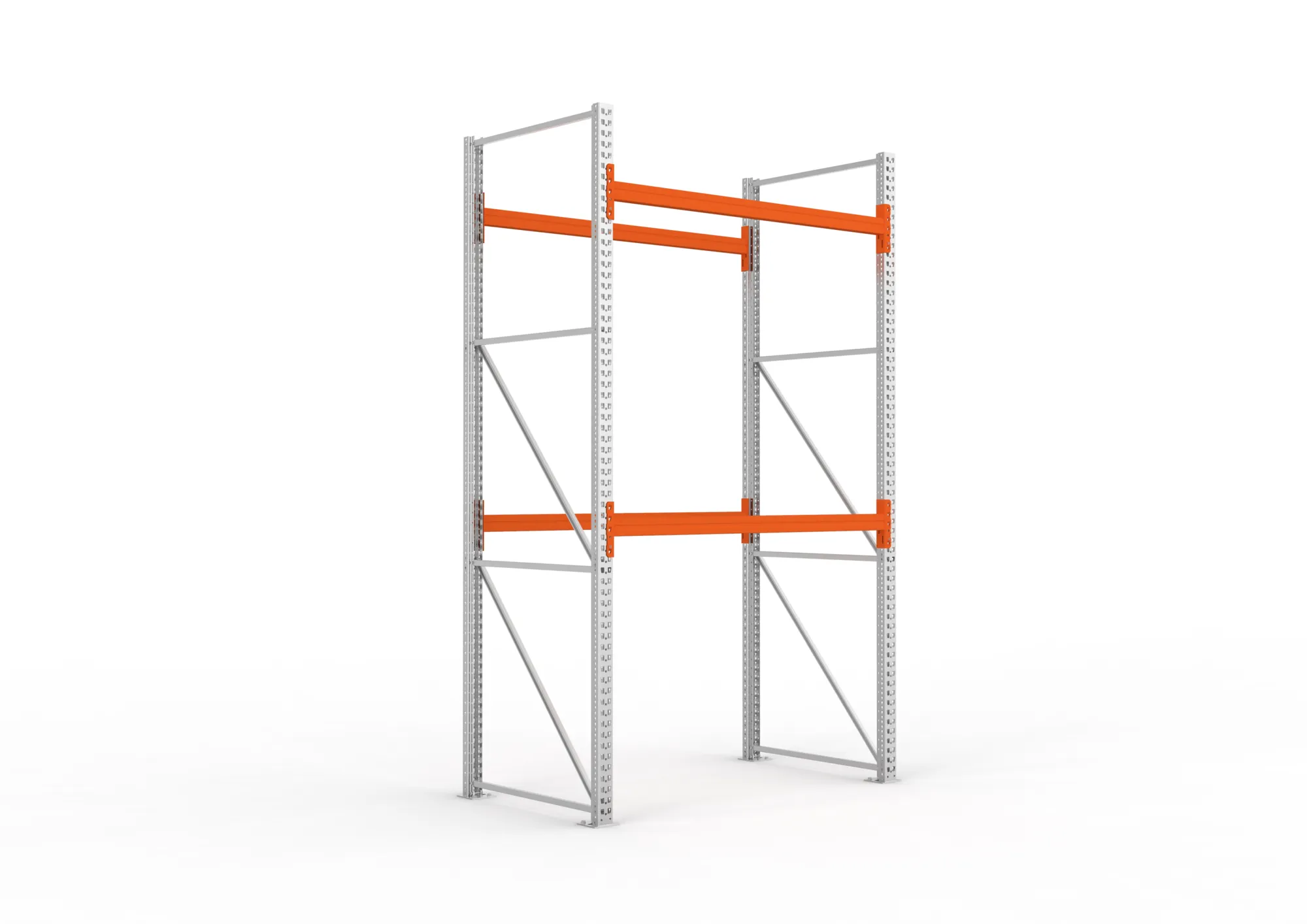 META MULTIPAL, Palettenregal, Grundregal, 3300 x 1825 x 1100 mm, Fachlast 1100 kg, 3 Ebenen, 6 Paletten, verzinkt – Ansicht in Blickhöhe