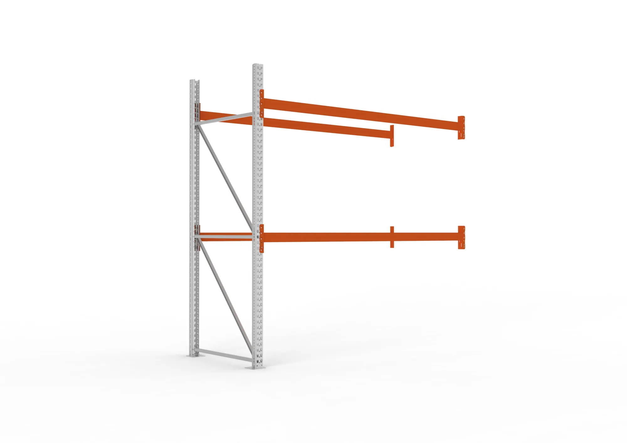 META MULTIPAL, Palettenregal, Anbauregal, 2700 x 2700 x 1100 mm, Fachlast 490 kg, 3 Ebenen, 9 Paletten, verzinkt – Ansicht in Blickhöhe