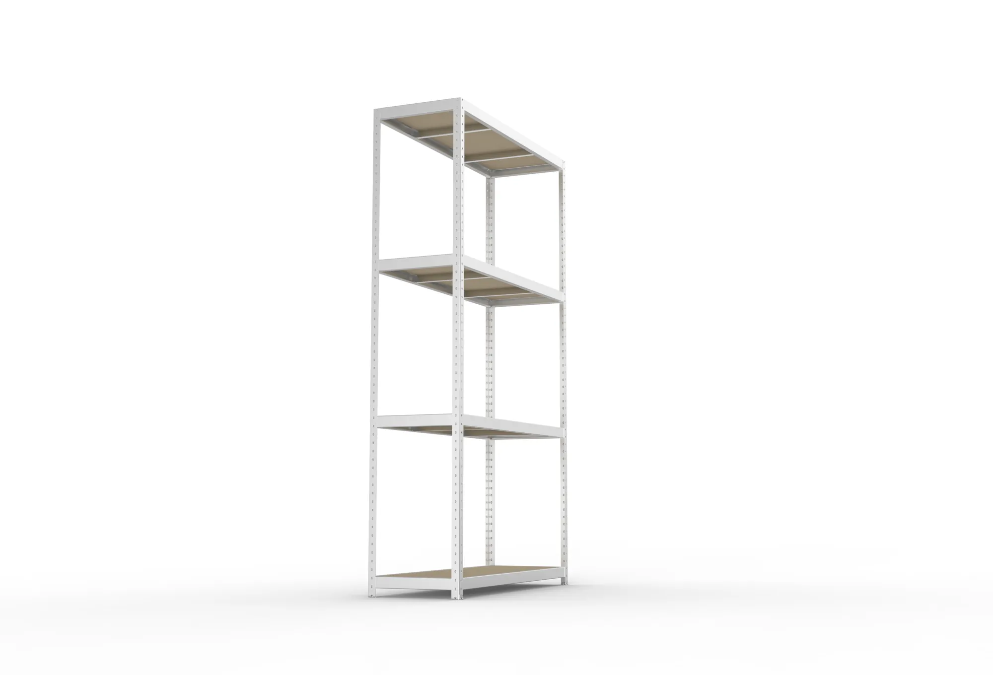 META SPEED-RACK, Weitspannregal, 2970 x 1700 x 600 mm, Fachlast 500 kg, Spanplattenböden, 4 Ebenen – Seitenansicht
