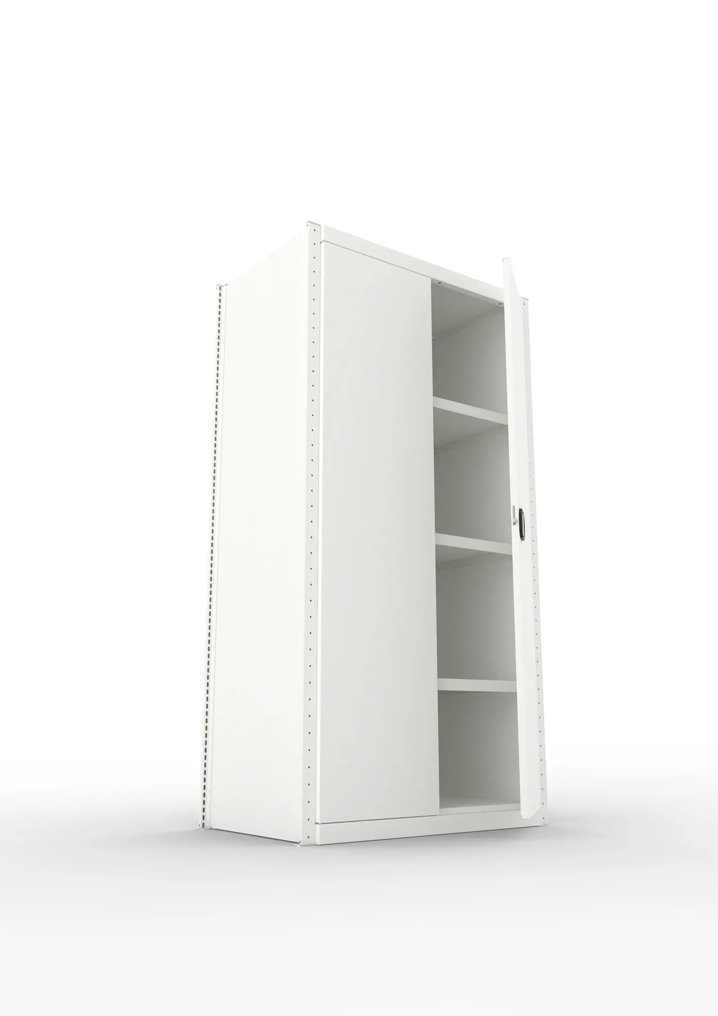 META CLIP, Schrankmodul, Grundregal, Variante 3, 2000 x 1000 x 600 mm, mit Volltür, RAL 7035 – Ansicht von unten