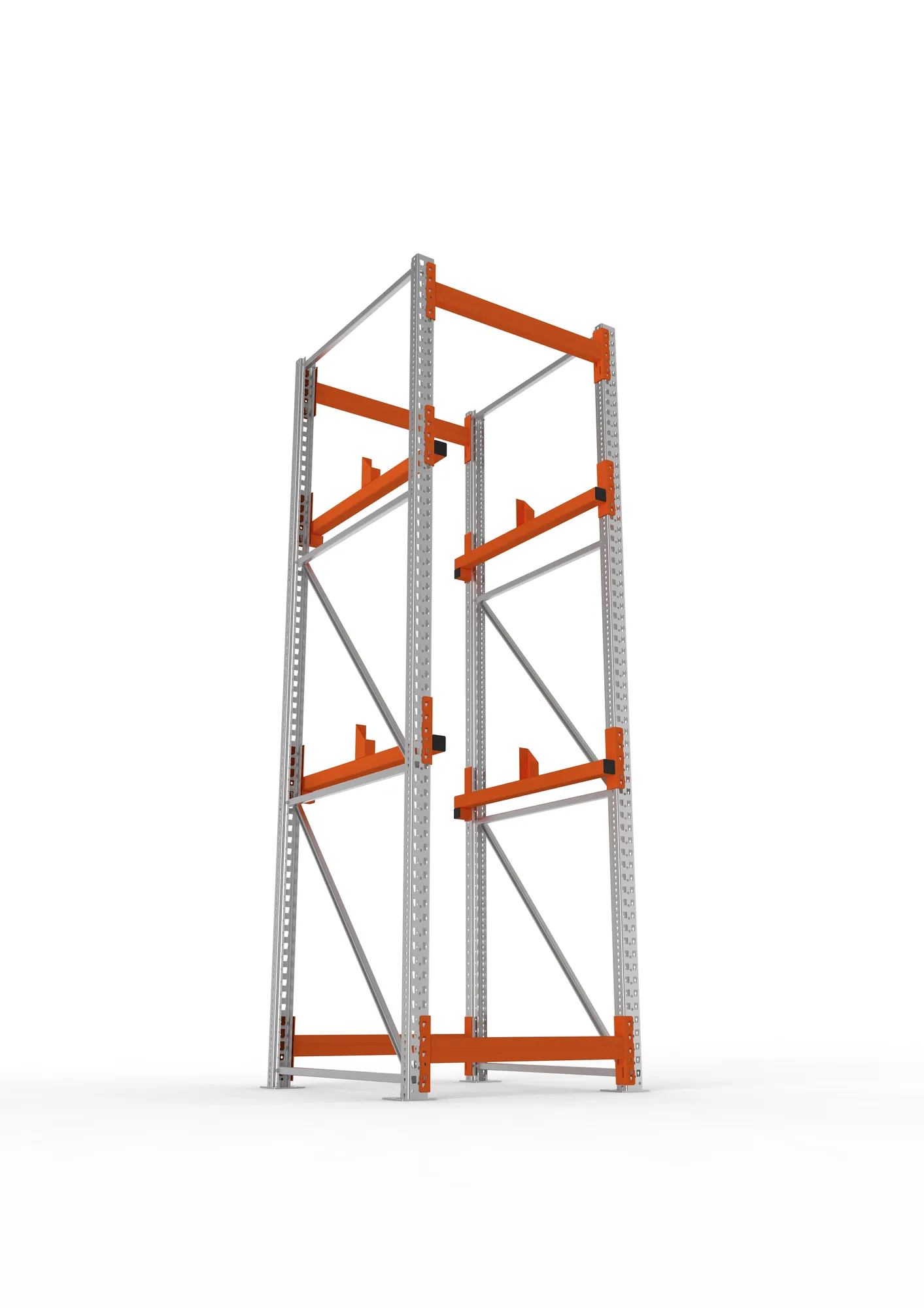 META MULTIPAL, Kabeltrommelregal, Grundregal, 3300 x 900 x 1100 mm, Feldlast 4000 kg, 2 Ebenen, Typ 1, verzinkt – Ansicht von unten