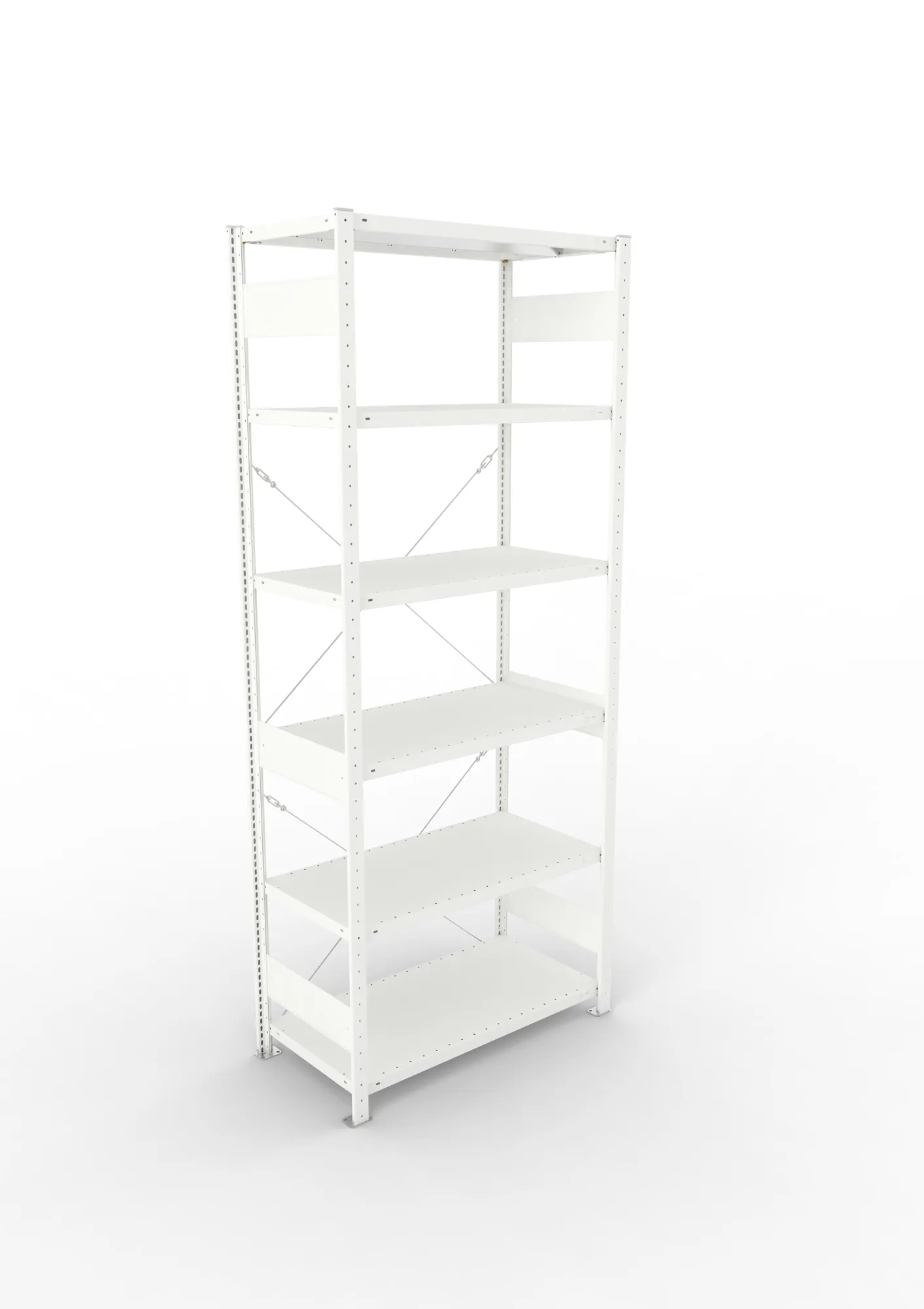 META CLIP, Fachbodenregal, Grundregal, 2500 x 1000 x 500 mm, Fachlast 330 kg, 6 Ebenen, RAL 7035 – Ansicht von oben
