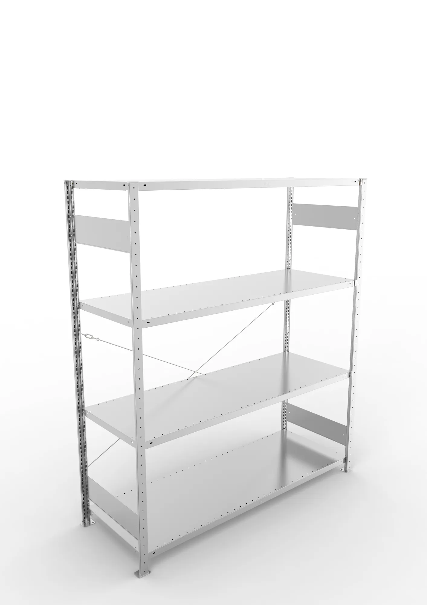 META CLIP S3, Fachbodenregal, Grundregal, 2000 x 1700 x 600 mm, Fachlast 200 kg, 4 Ebenen, verzinkt – Ansicht von oben