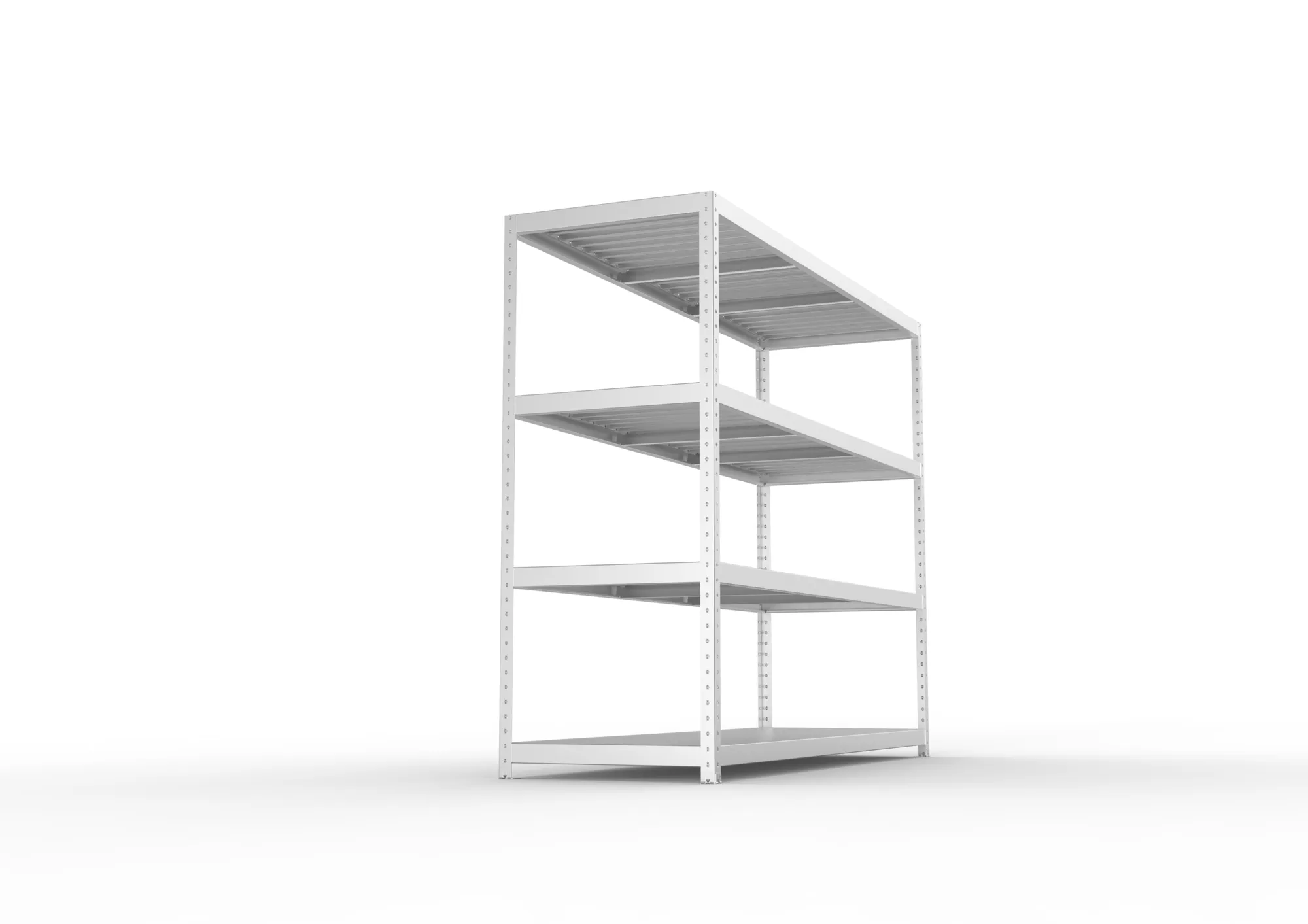 META SPEED-RACK, Weitspannregal, 1970 x 2500 x 800 mm, Fachlast 400 kg, Stahlpaneelböden, 4 Ebenen – Seitenansicht