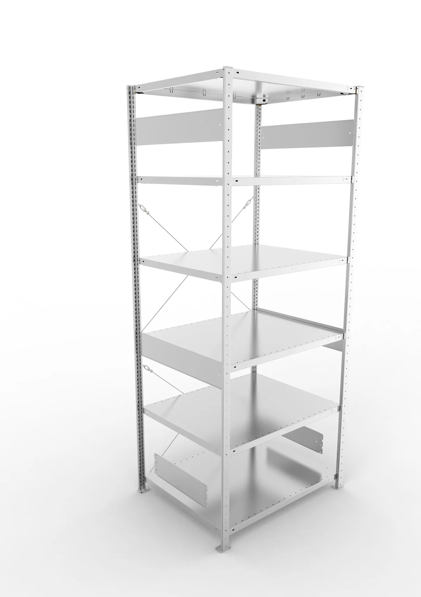 META CLIP S3, Fachbodenregal, Grundregal, 2500 x 1000 x 800 mm, Fachlast 230 kg, 6 Ebenen, verzinkt – Ansicht von oben
