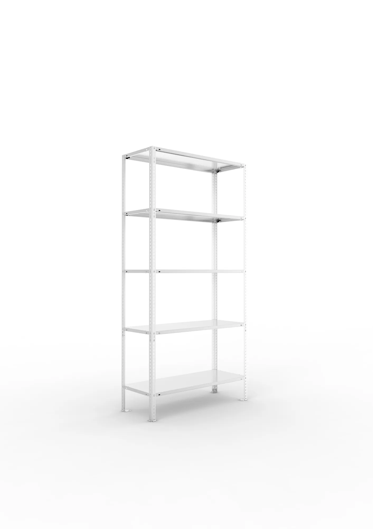 META FIX, Fachbodenregal, Grundregal, 2000 x 1000 x 400 mm, Fachlast 80 kg, 5 Ebenen, verzinkt – Ansicht in Blickhöhe