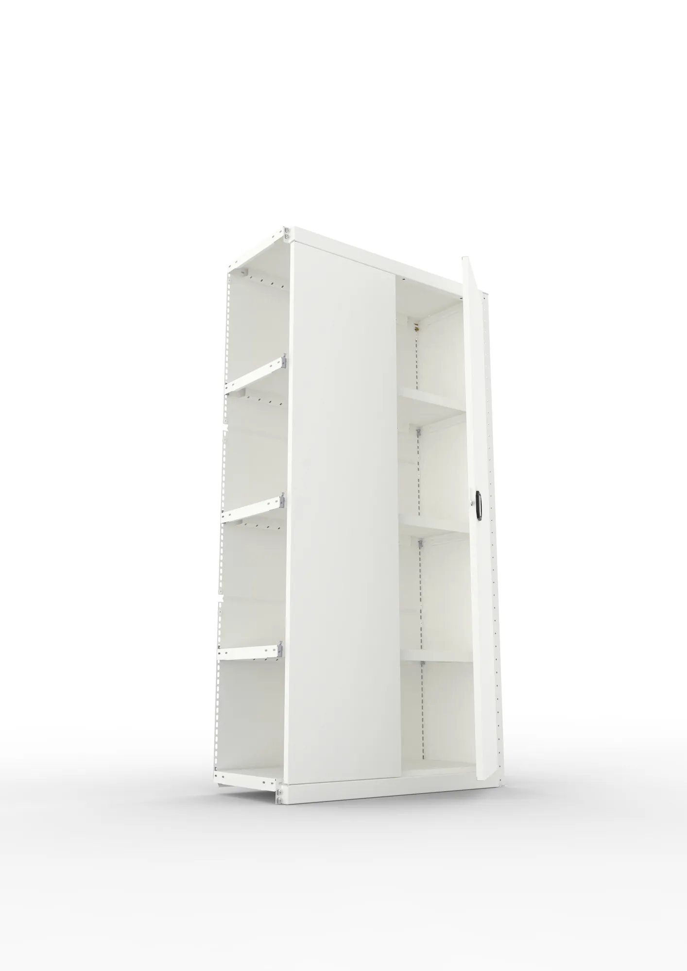 META CLIP, Schrankmodul, Anbauregal, Variante 3, 2000 x 1000 x 400 mm, mit Volltür, RAL 7035 – Ansicht von unten