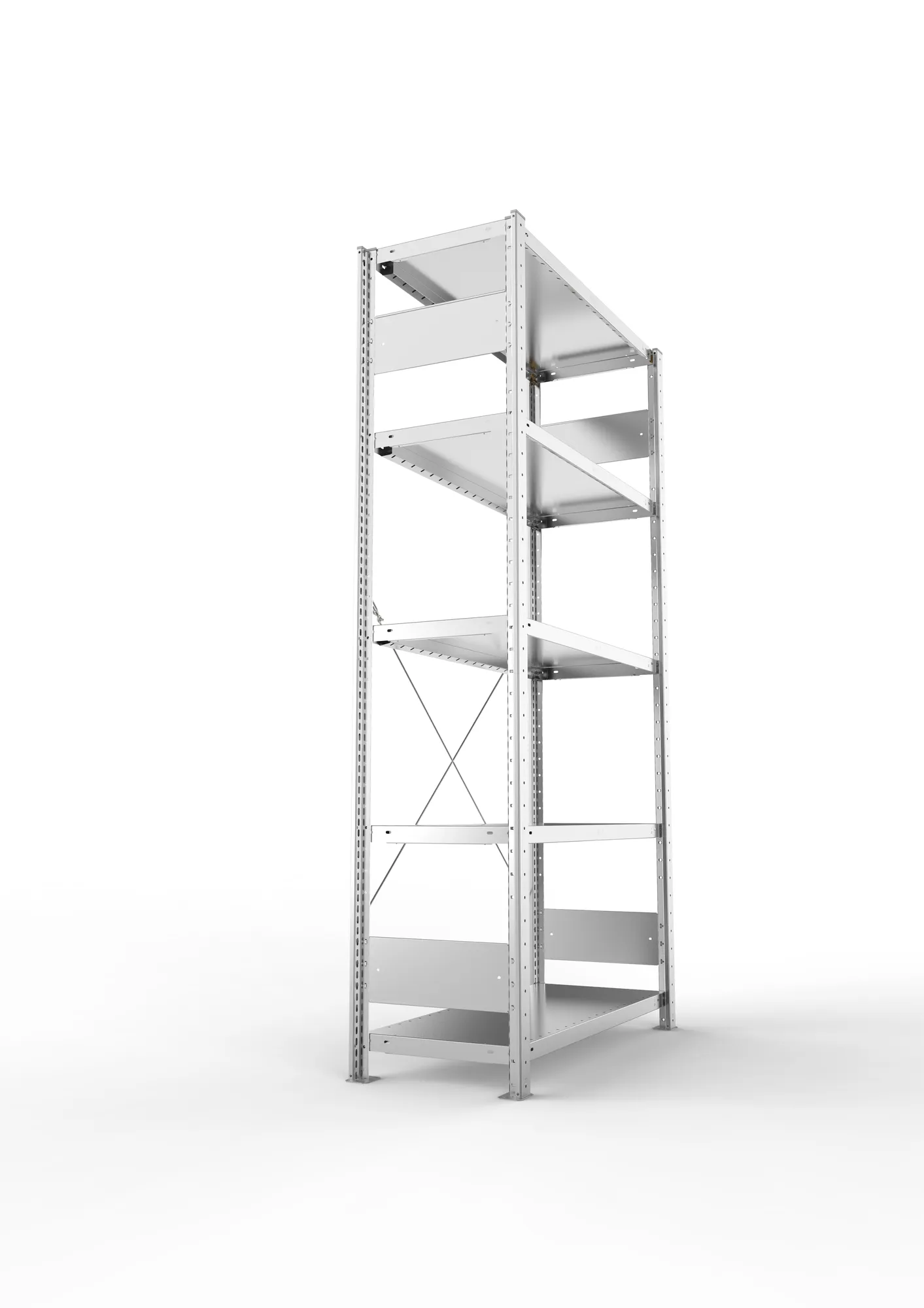 META CLIP S3, Fachbodenregal, Grundregal, 2000 x 1000 x 400 mm, Fachlast 230 kg, 5 Ebenen, verzinkt – Seitenansicht