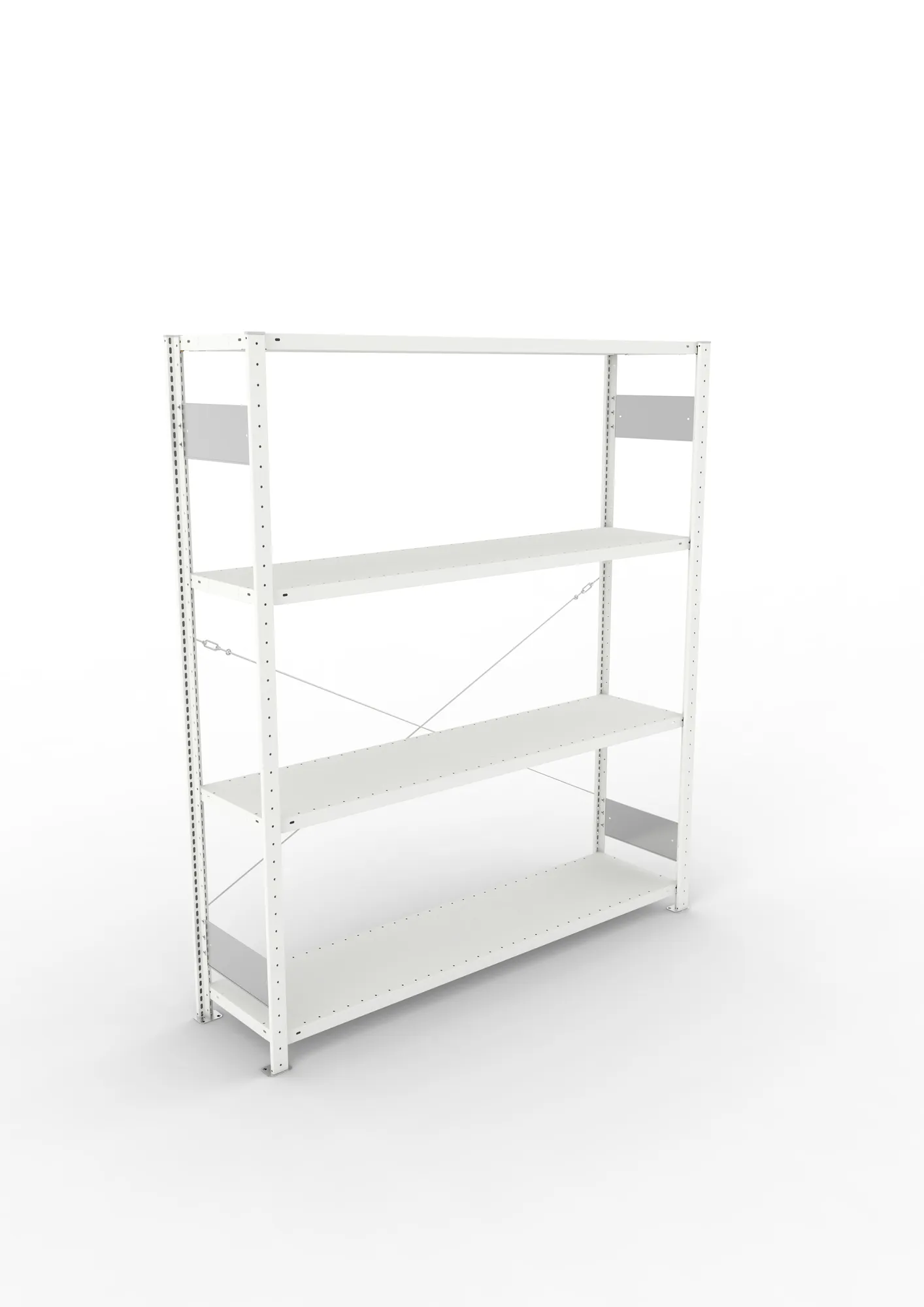 META CLIP S3, Fachbodenregal, Grundregal, 2000 x 1700 x 400 mm, Fachlast 200 kg, 4 Ebenen, RAL 7035 – Ansicht von oben