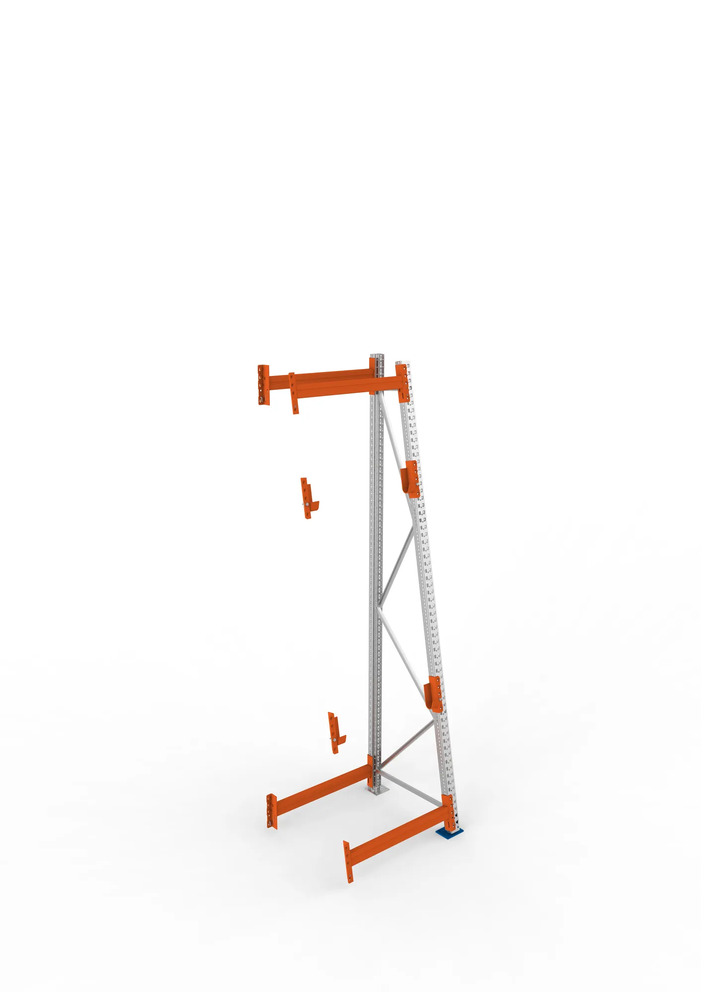 META MULTIPAL, Kabeltrommelregal, Anbauregal, 3300 x 900 x 900 mm, Feldlast 1500 kg, 2 Ebenen, Typ 3/A-Ständer, verzinkt – Ansicht von oben