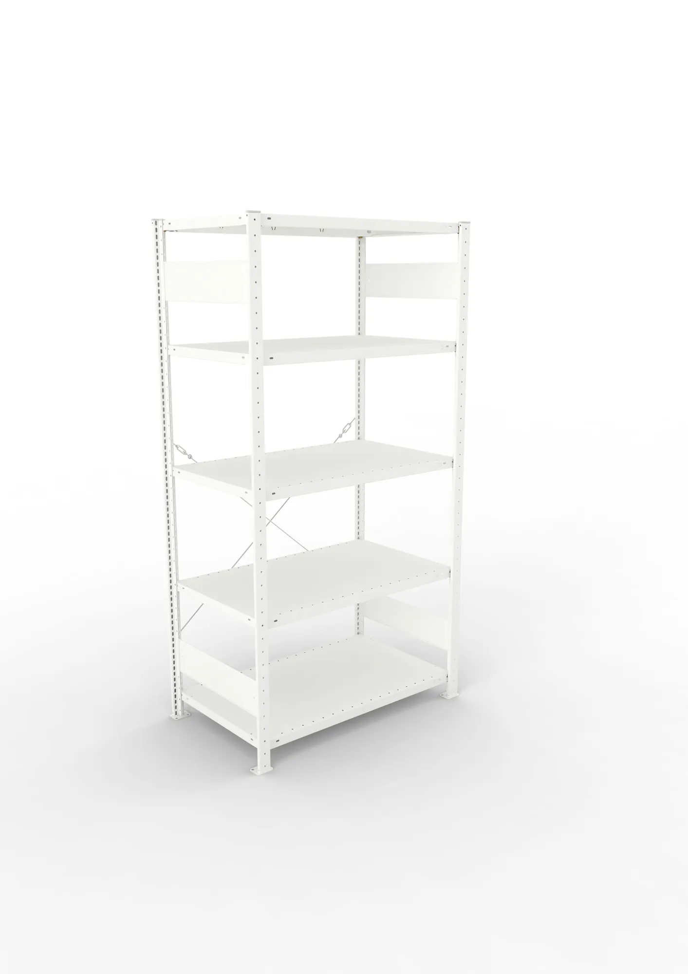 META CLIP, Fachbodenregal, Grundregal, 2000 x 1000 x 600 mm, Fachlast 150 kg, 5 Ebenen, RAL 7035 – Ansicht von oben