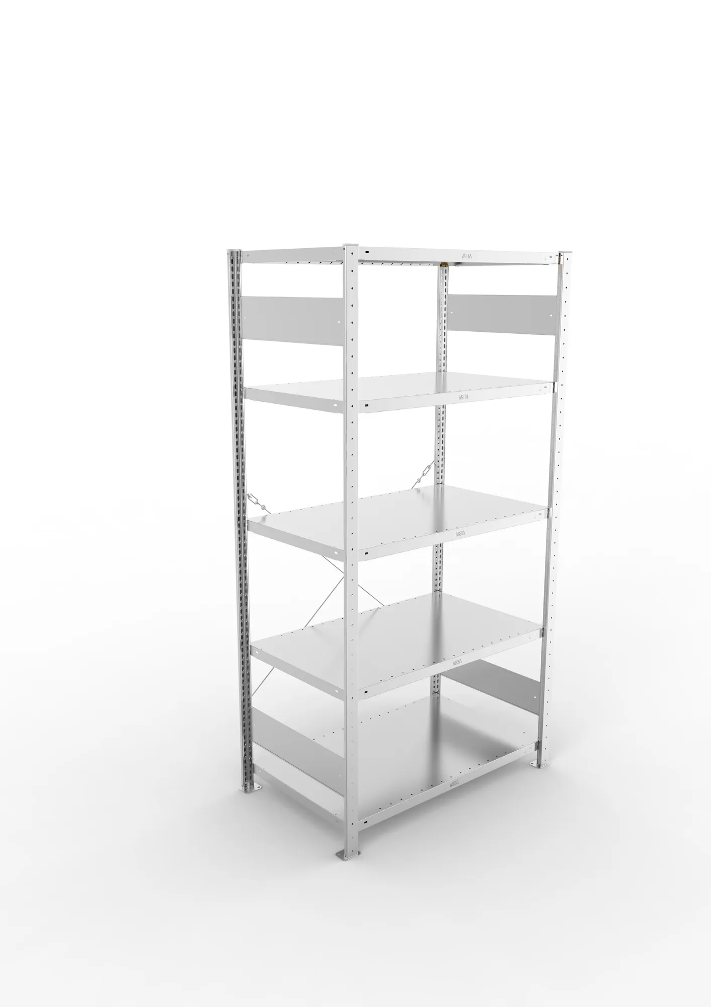 META CLIP, Fachbodenregal, Grundregal, 2000 x 1000 x 600 mm, Fachlast 230 kg, 5 Ebenen, verzinkt – Ansicht von oben