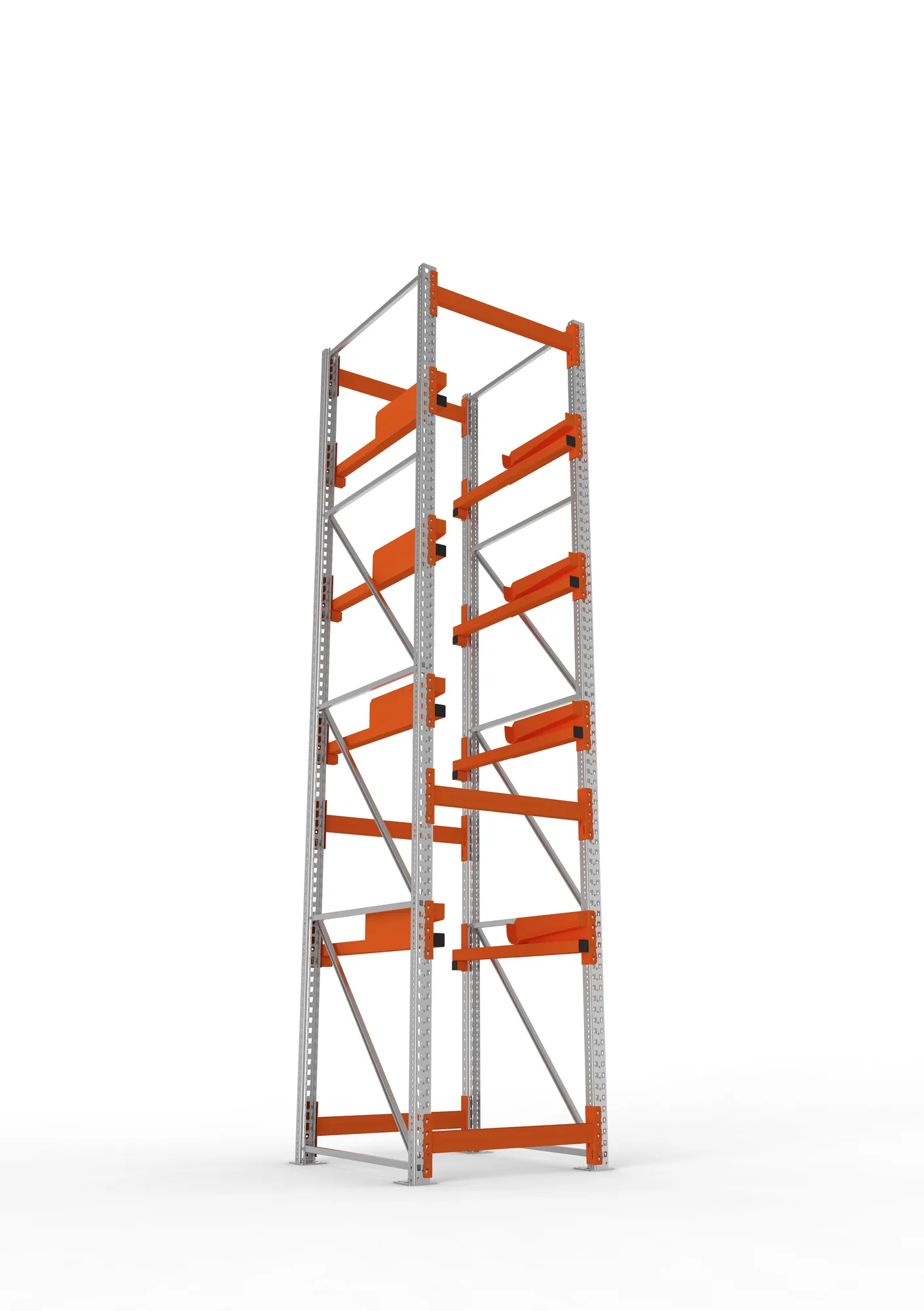 META MULTIPAL, Kabeltrommelregal, Grundregal, 4400 x 900 x 1100 mm, Feldlast 5500 kg, 4 Ebenen, Typ 2, RAL 5010 – Ansicht von unten