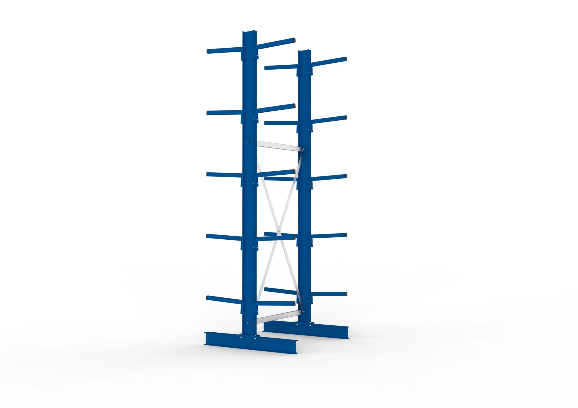 META MULTISTRONG L, Kragarmregal, Grundregal, 3000 x 1000 x 800 mm, Armlast 220 kg, doppelseitig, 5+1 Ebenen – Seitenansicht