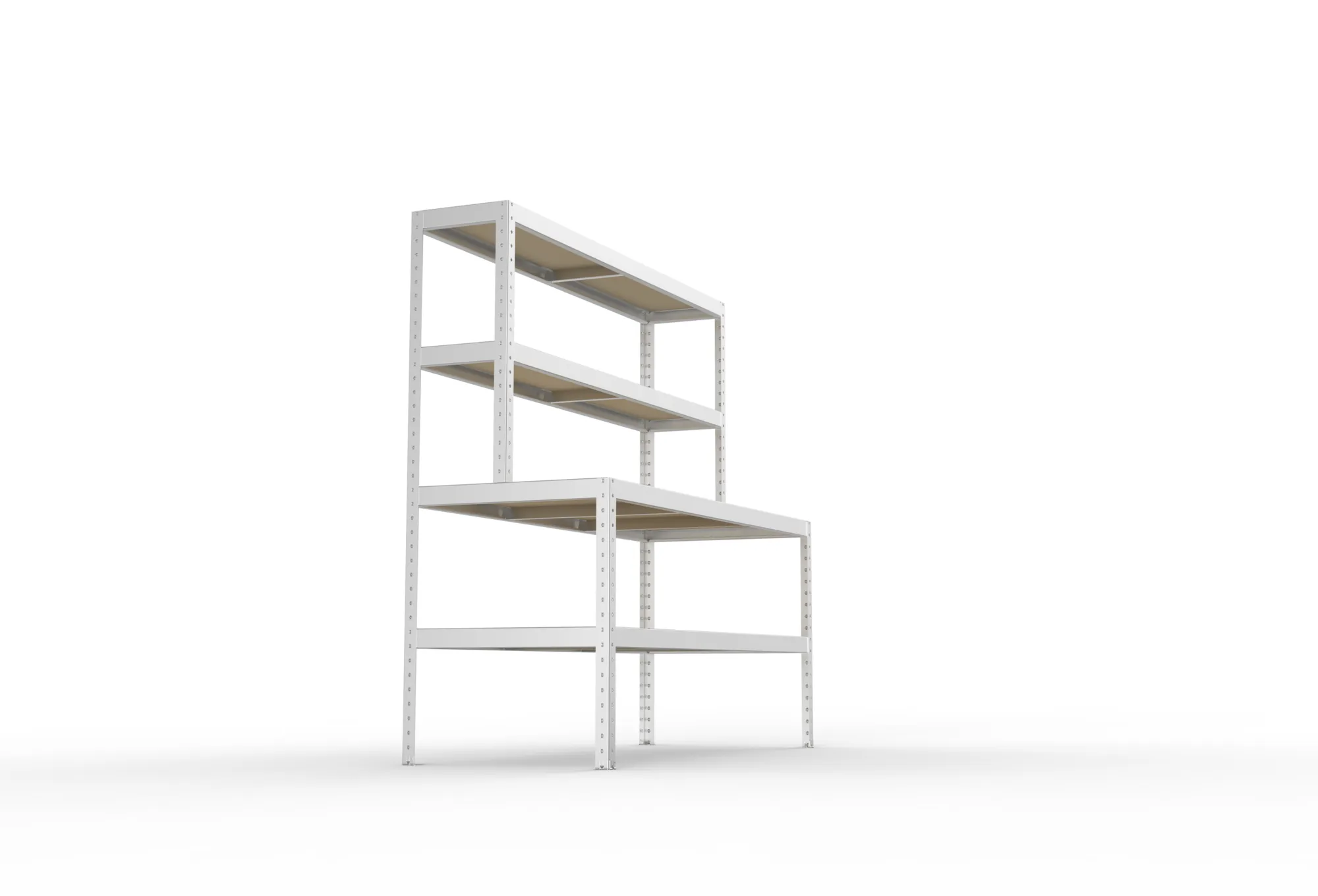 META SPEED-RACK, Packtisch, 1970 x 2000 x 800 mm, 4 Ebenen, verzinkt – Seitenansicht