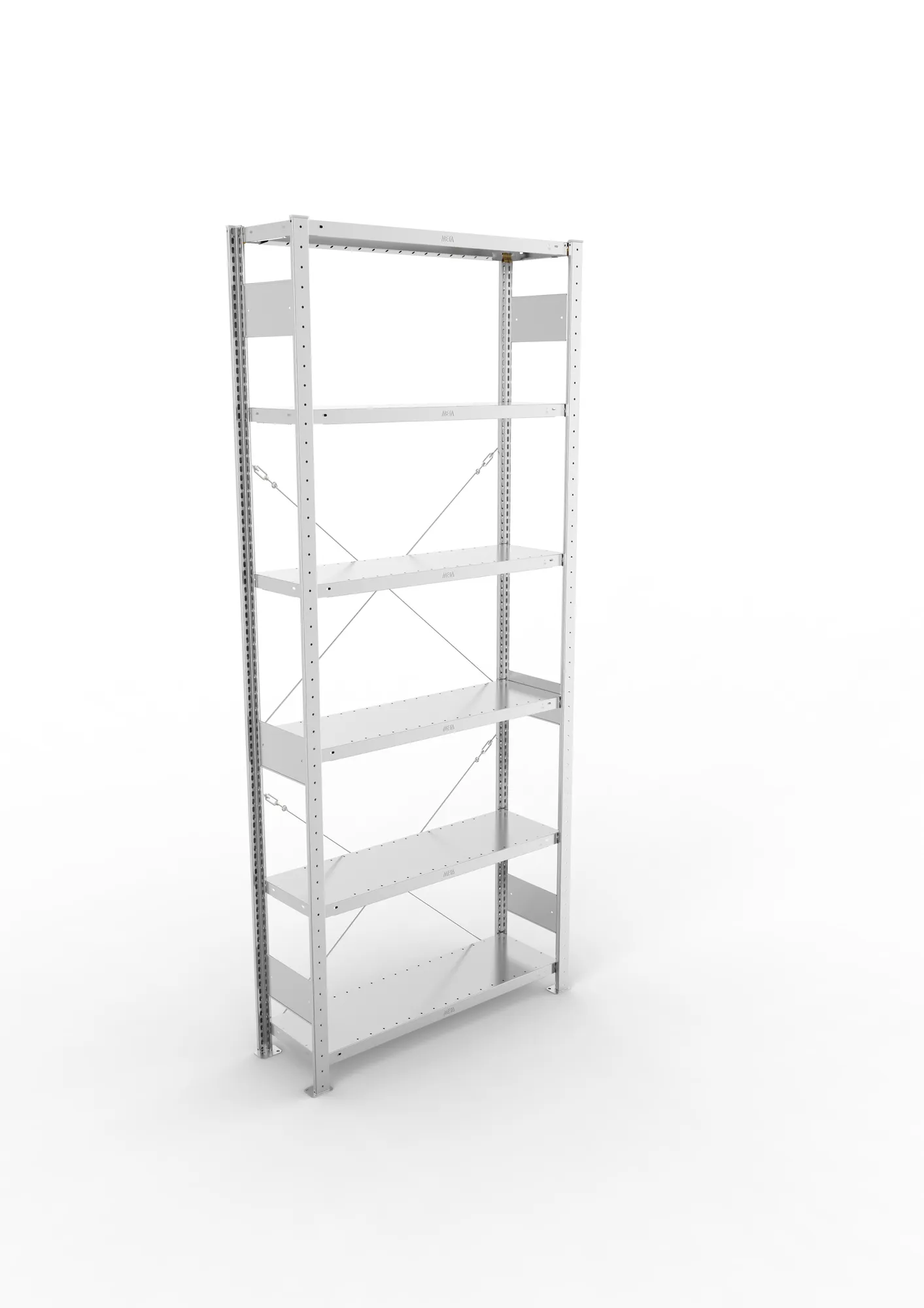 META CLIP, Fachbodenregal, Grundregal, 2500 x 1000 x 300 mm, Fachlast 230 kg, 6 Ebenen, verzinkt – Ansicht von oben