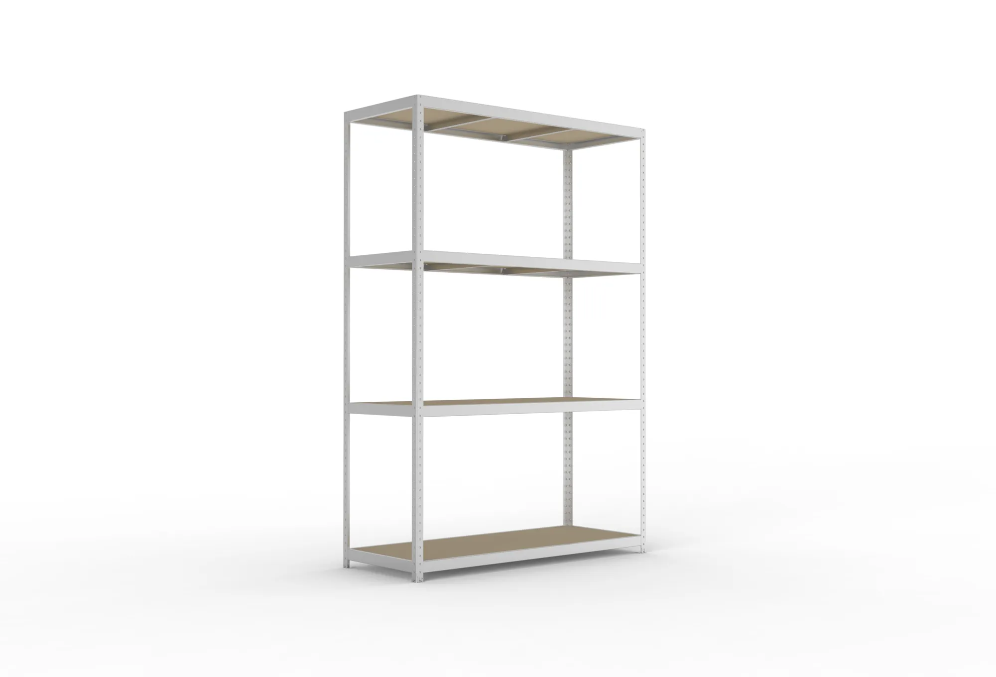 META SPEED-RACK, Weitspannregal, 2970 x 2000 x 800 mm, Fachlast 500 kg, Spanplattenböden, 4 Ebenen – Ansicht in Blickhöhe