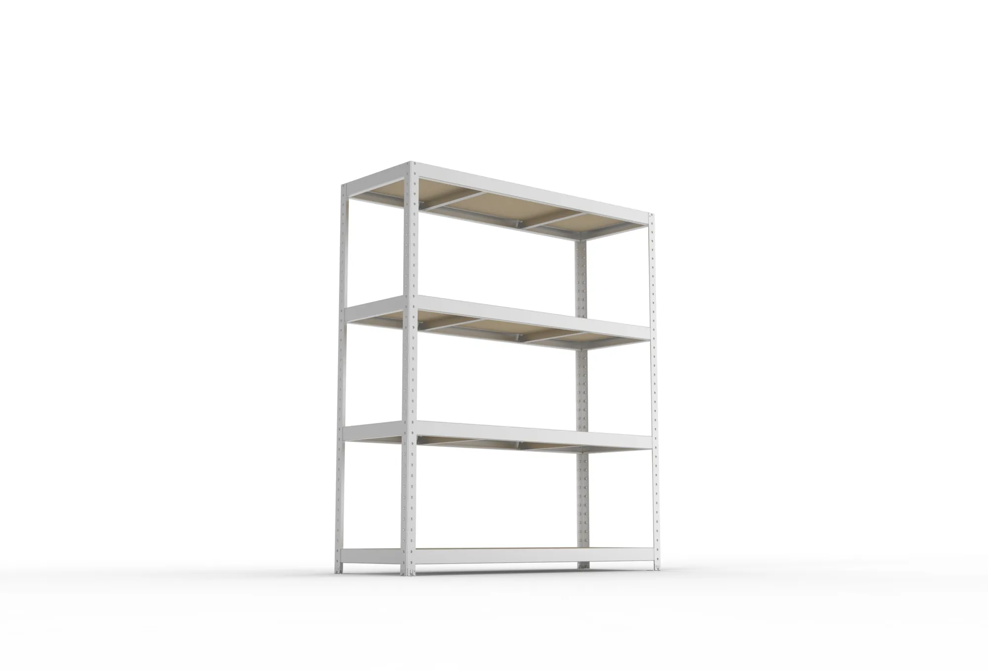 META SPEED-RACK, Weitspannregal, 1970 x 1700 x 600 mm, Fachlast 500 kg, Spanplattenböden, 4 Ebenen – Ansicht von unten
