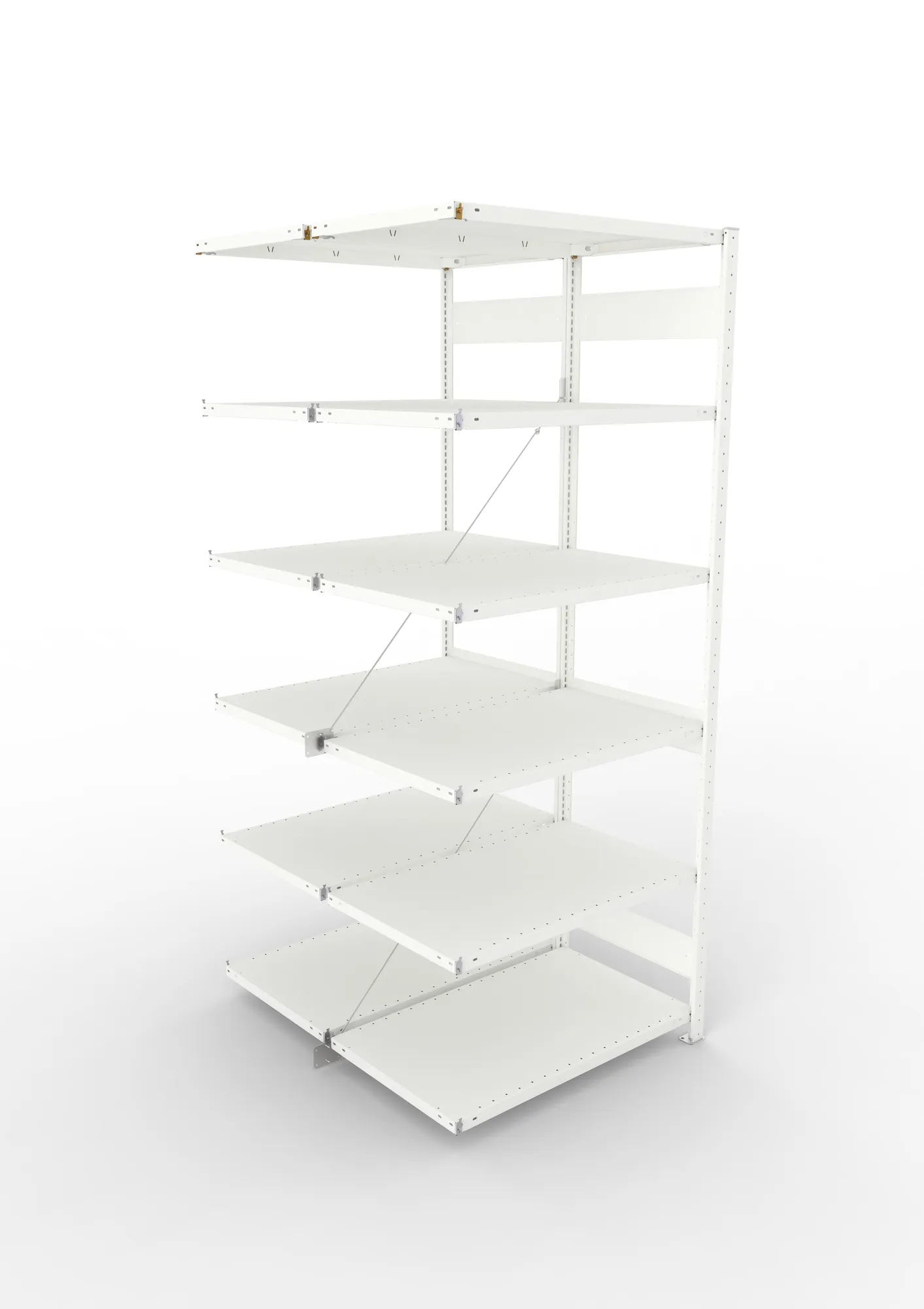 META CLIP, Fachbodenregal, Doppel-Anbauregal, 2500 x 1000 x 600 mm, Fachlast 150 kg, 6 Ebenen, RAL 7035 – Ansicht von oben