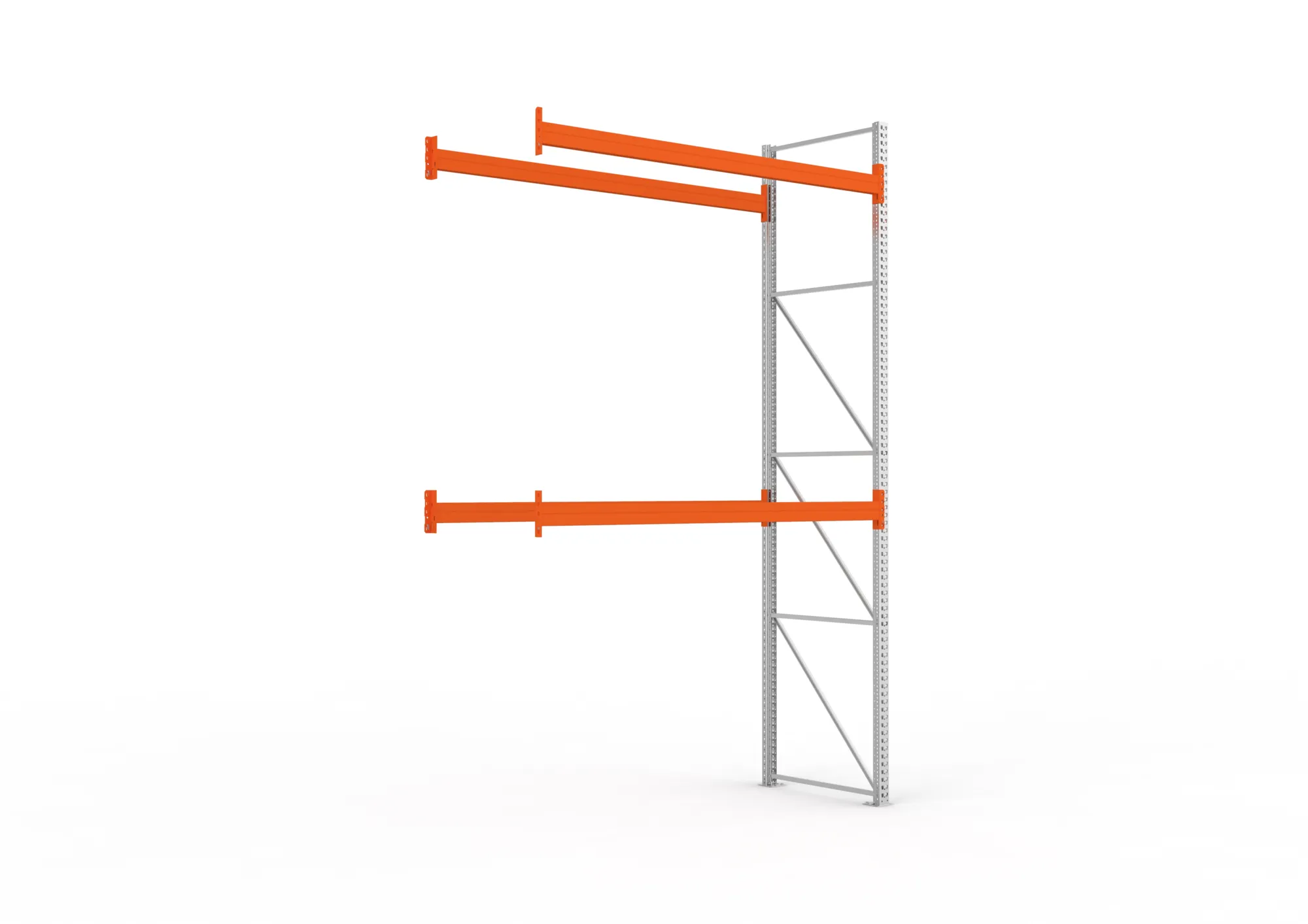 META MULTIPAL, Palettenregal, Anbauregal, 4400 x 2700 x 1100 mm, Fachlast 960 kg, 3 Ebenen, 9 Paletten, verzinkt – Ansicht in Blickhöhe