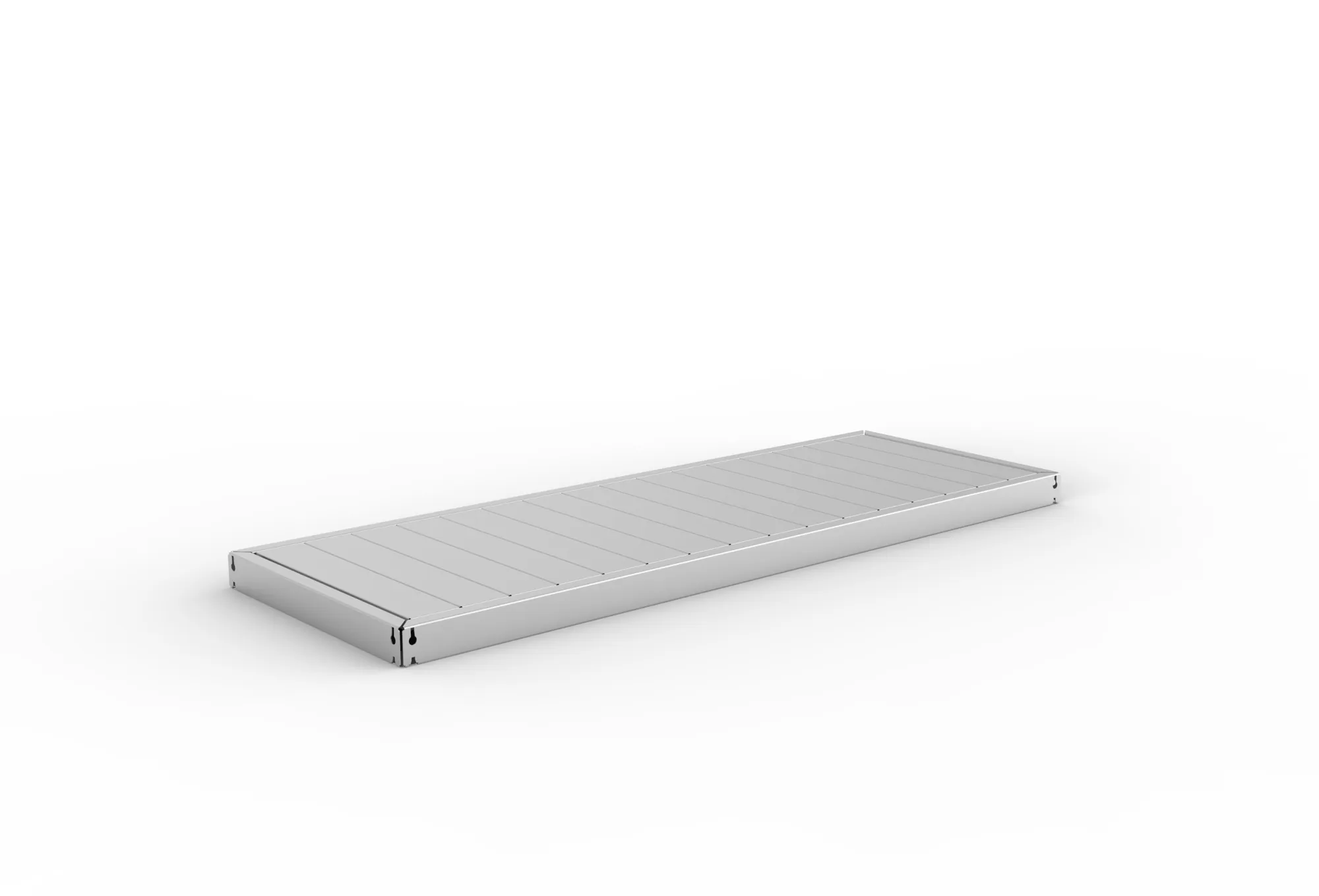 META SPEED-RACK, Zusatzboden Stahlpaneele, 1700 x 600 mm, verzinkt – Ansicht in Blickhöhe