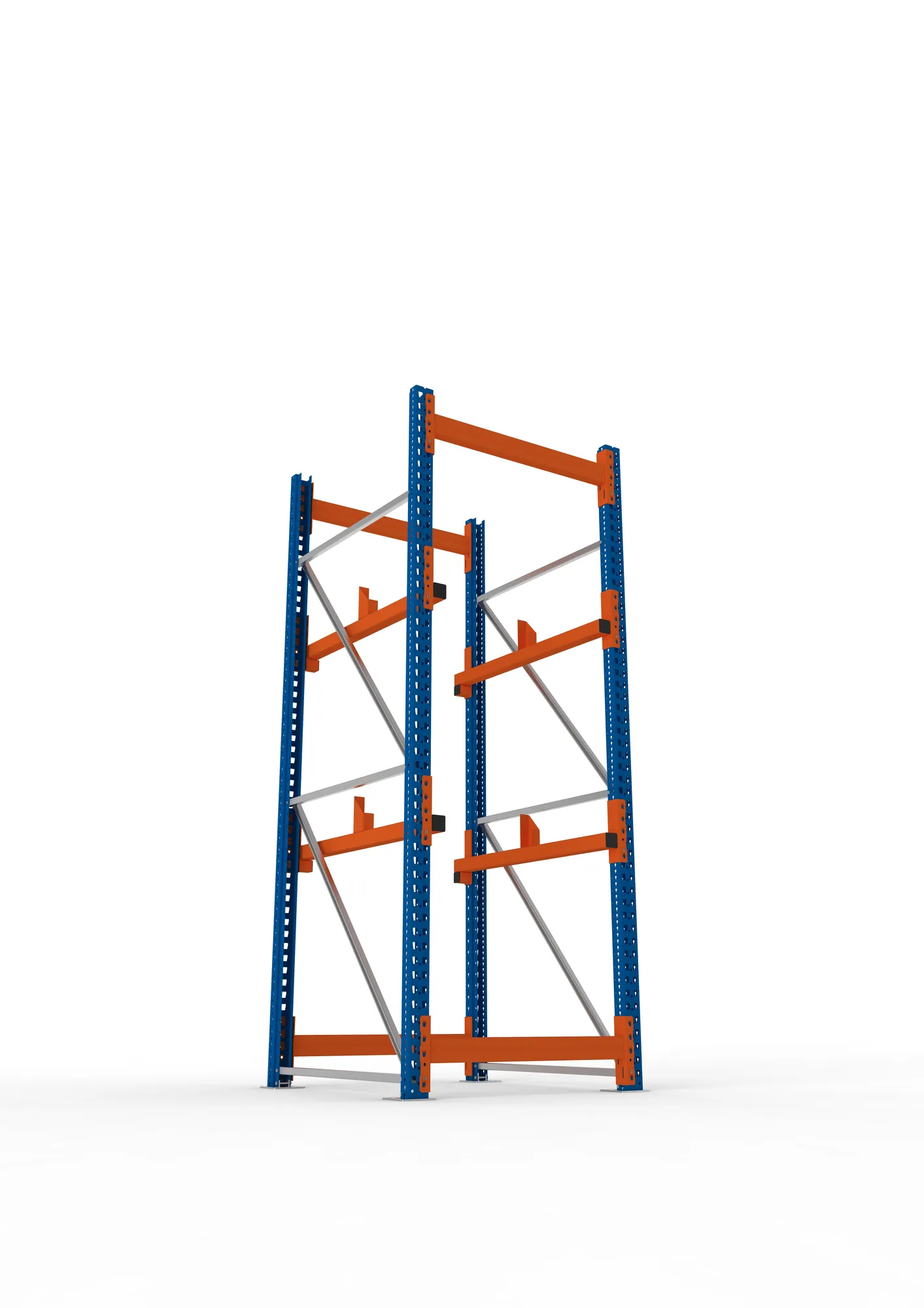 META MULTIPAL, Kabeltrommelregal, Grundregal, 2700 x 900 x 1100 mm, Feldlast 4000 kg, 2 Ebenen, Typ 1, RAL 5010 – Ansicht von unten