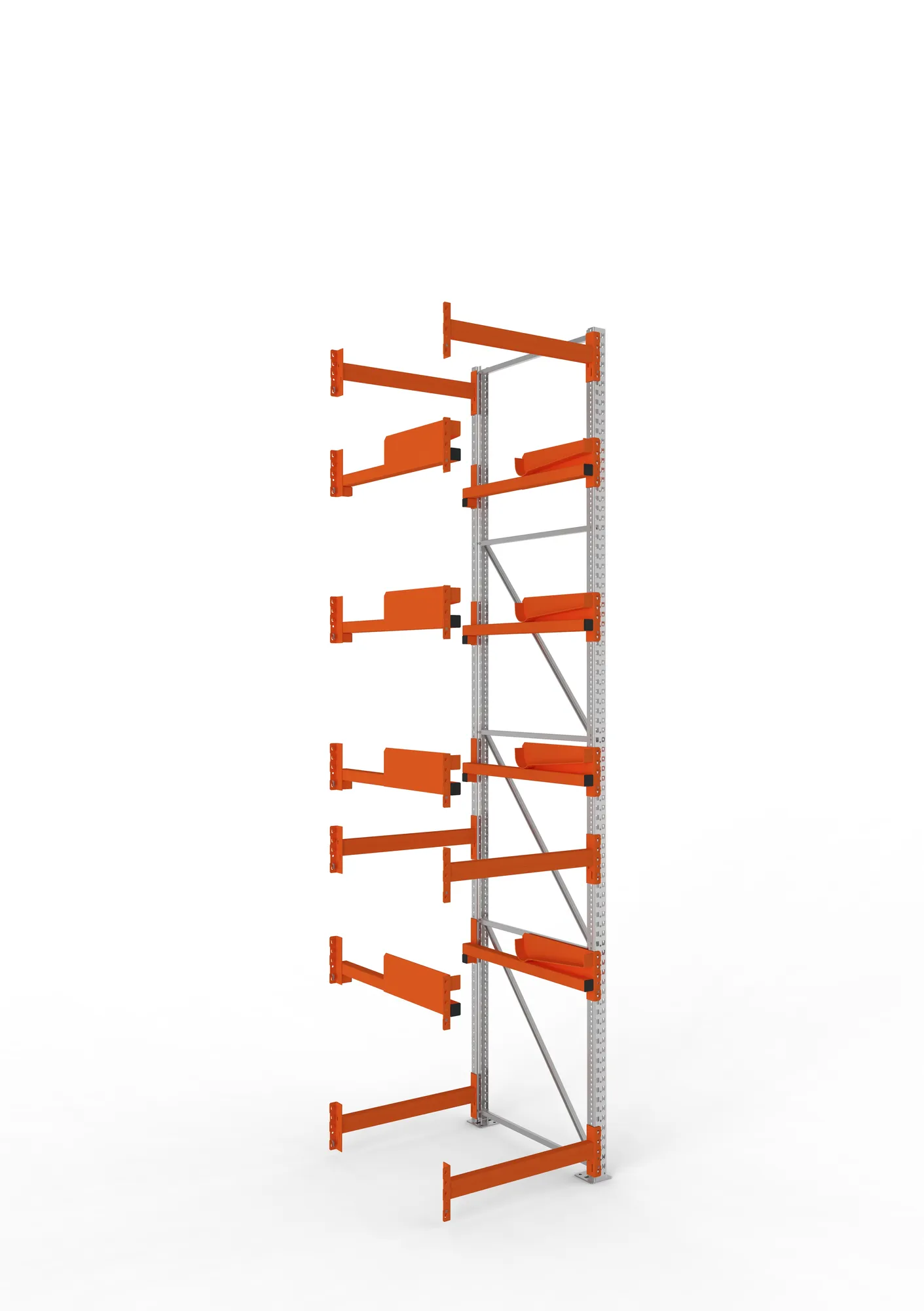 META MULTIPAL, Kabeltrommelregal, Anbauregal, 4400 x 900 x 1100 mm, Feldlast 5500 kg, 4 Ebenen, Typ 2, verzinkt – Ansicht in Blickhöhe