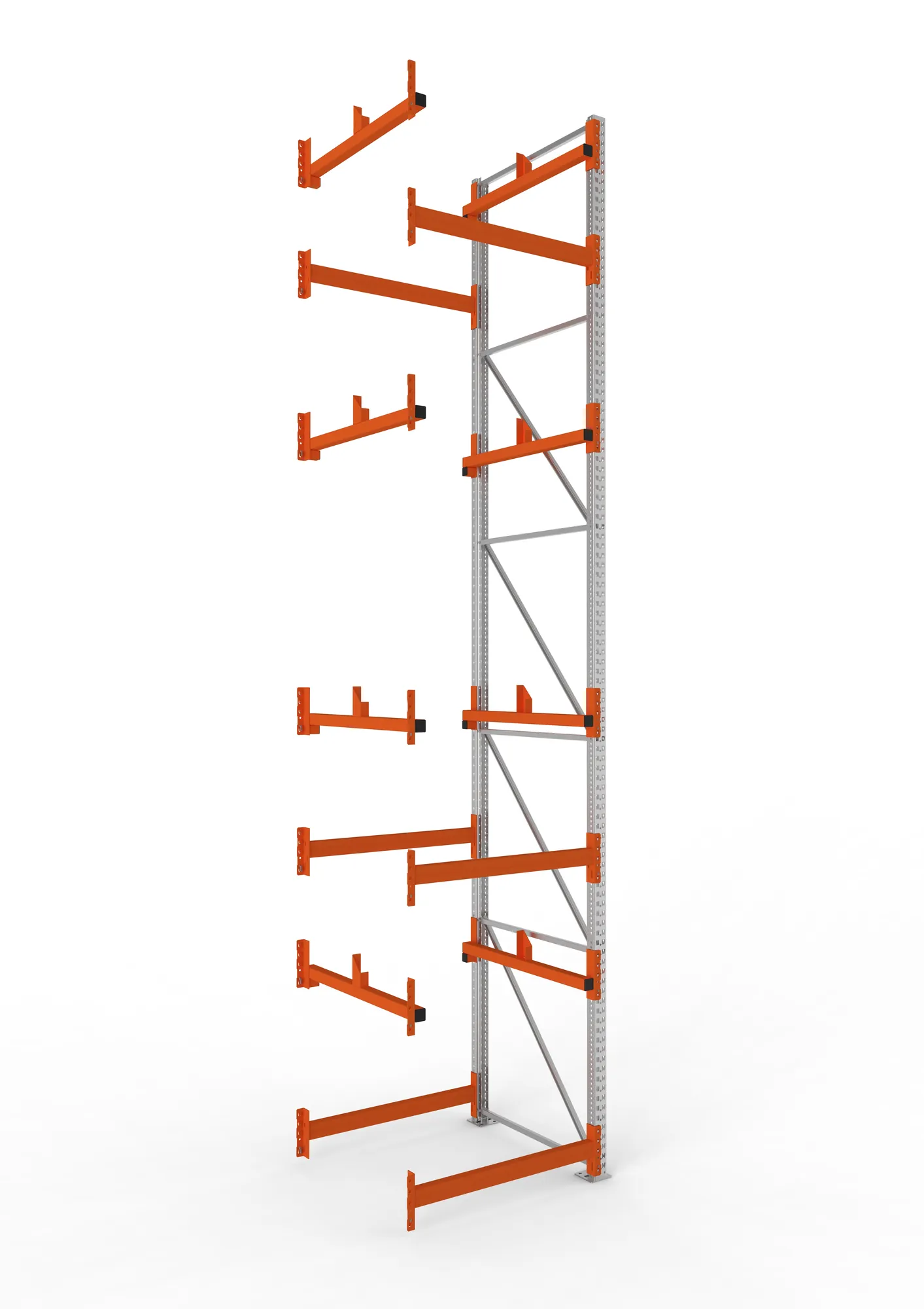 META MULTIPAL, Kabeltrommelregal, Anbauregal, 5500 x 1100 x 1100 mm, Feldlast 5500 kg, 2 Ebenen, Typ 1, verzinkt – Ansicht in Blickhöhe