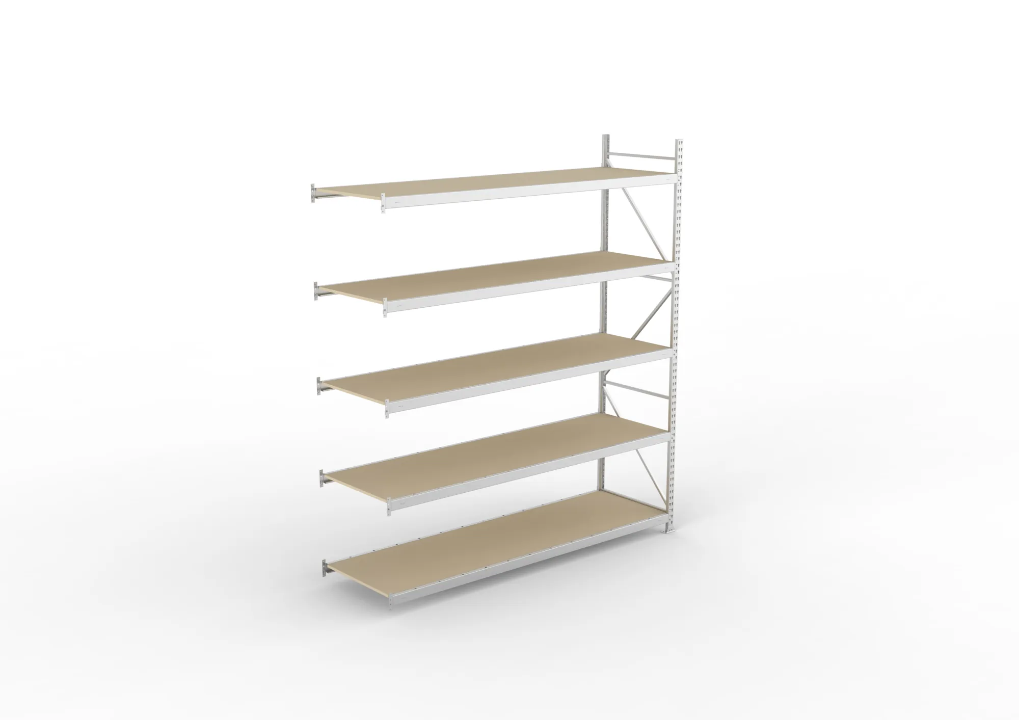 META MINI-RACK, Weitspannregal, Anbauregal, 3000 x 2600 x 800 mm, Fachlast 490 kg, Spanplattenböden, 5 Ebenen – Ansicht von oben