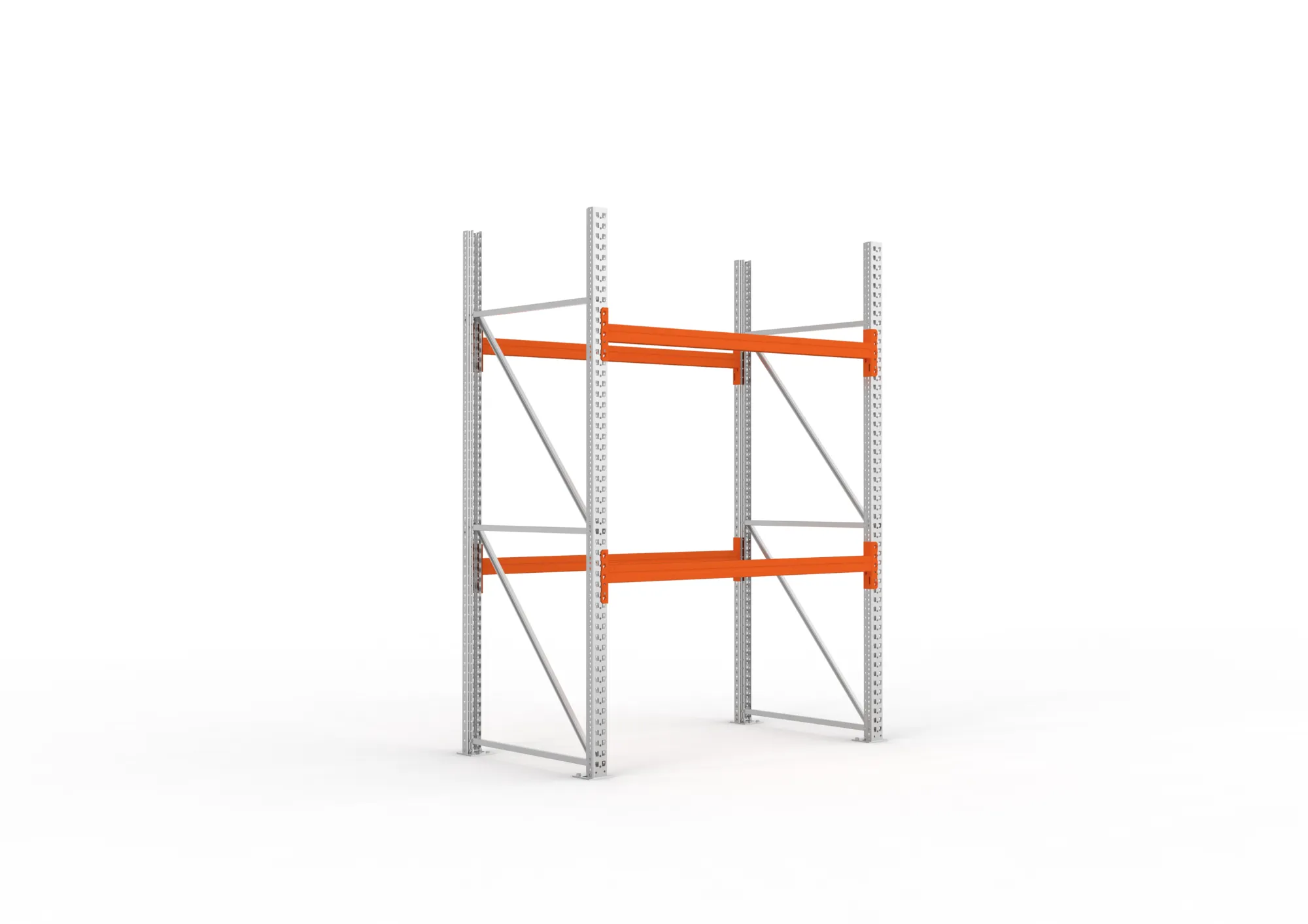 META MULTIPAL, Palettenregal, Grundregal, 2700 x 1825 x 1100 mm, Fachlast 2240 kg, 3 Ebenen, 6 Paletten, verzinkt – Ansicht in Blickhöhe