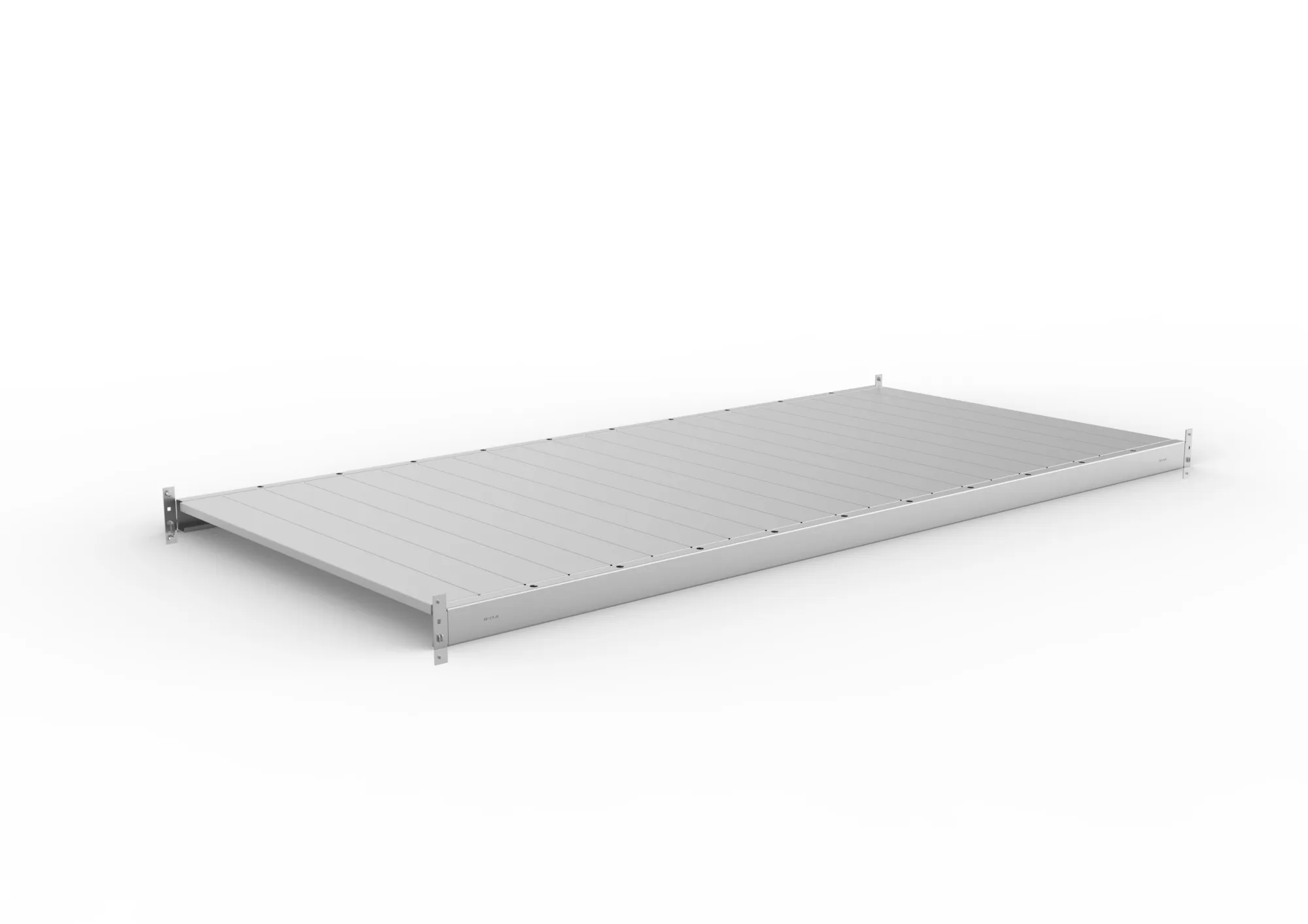 META MINI-RACK, Zusatzboden Stahlpaneele, 2200 x 1050 mm, verzinkt – Ansicht in Blickhöhe