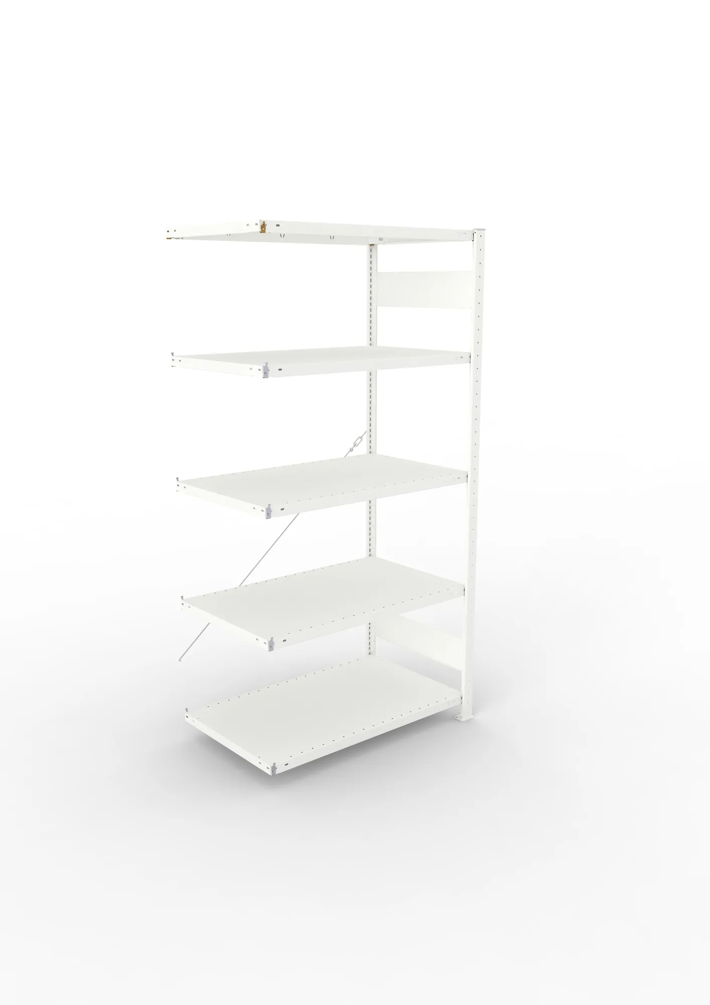 META CLIP, Fachbodenregal, Anbauregal, 2000 x 1000 x 600 mm, Fachlast 150 kg, 5 Ebenen, RAL 7035 – Ansicht von oben