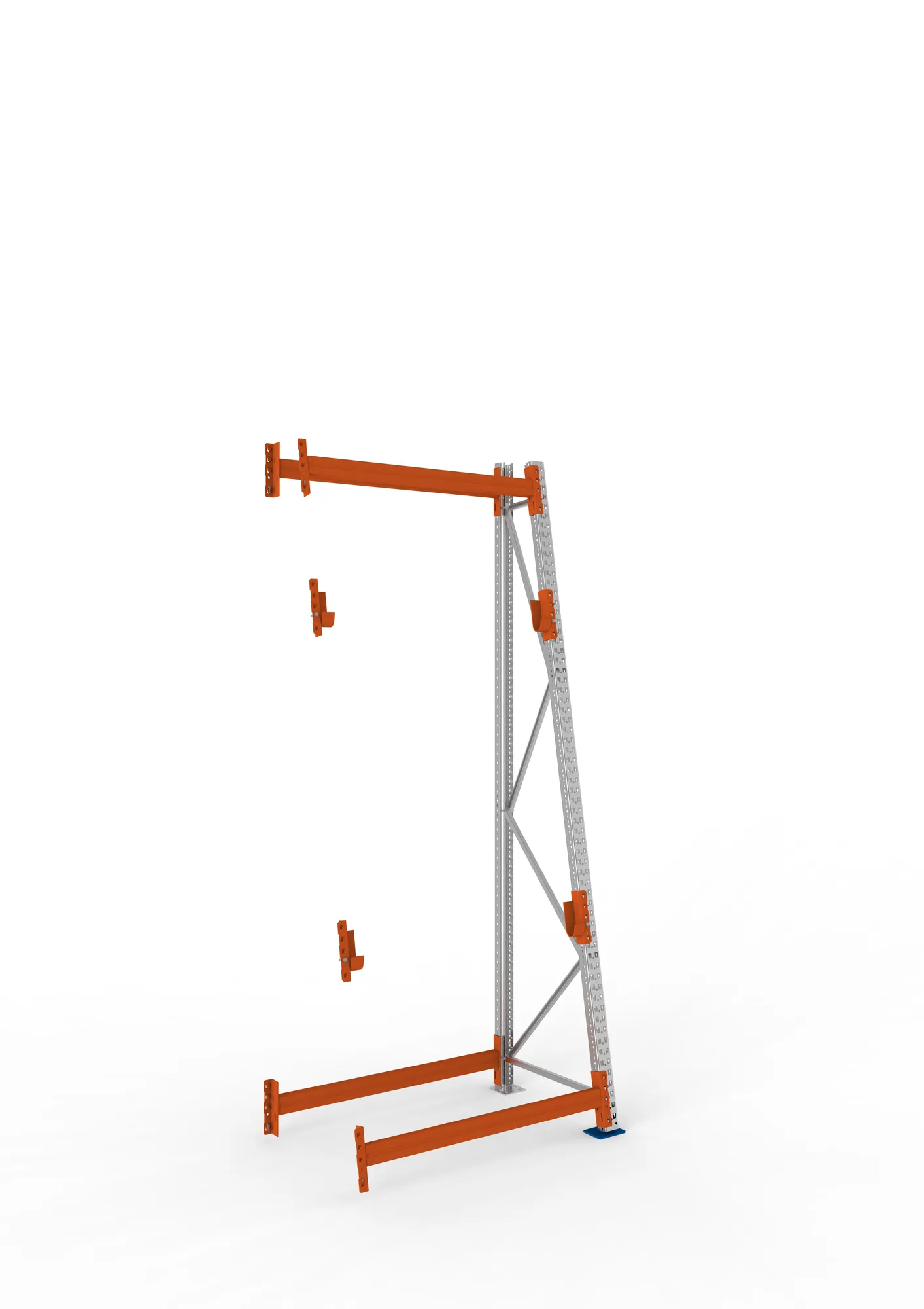 META MULTIPAL, Kabeltrommelregal, Anbauregal, 3300 x 1300 x 900 mm, Feldlast 1500 kg, 2 Ebenen, Typ 3/A-Ständer, verzinkt – Ansicht in Blickhöhe
