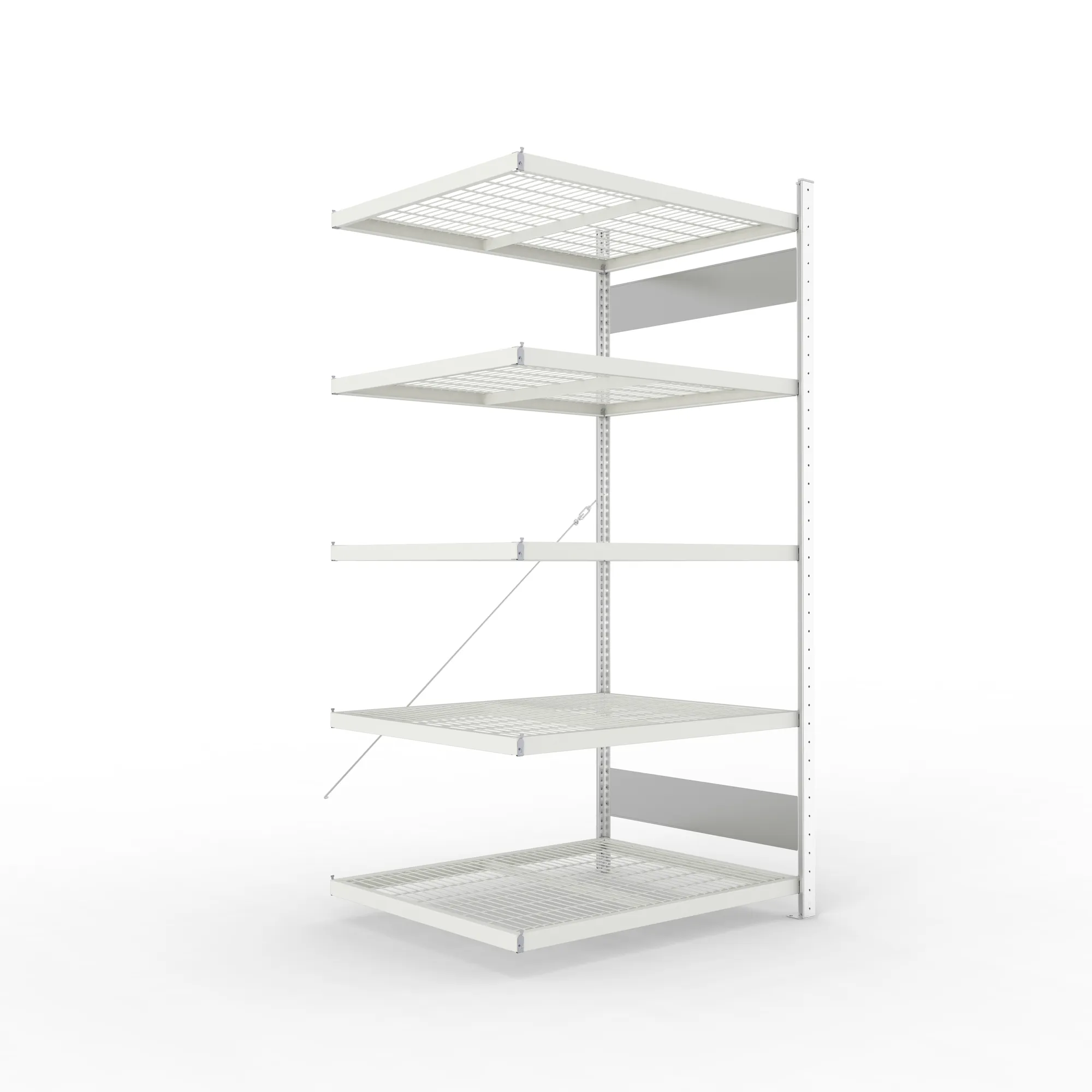 META CLIP S3, Drahtgitterfachbodenregal, Anbauregal, 2000 x 1000 x 800 mm, Fachlast 150 kg, 5 Ebenen, verzinkt/RAL 7035 – Ansicht in Blickhöhe