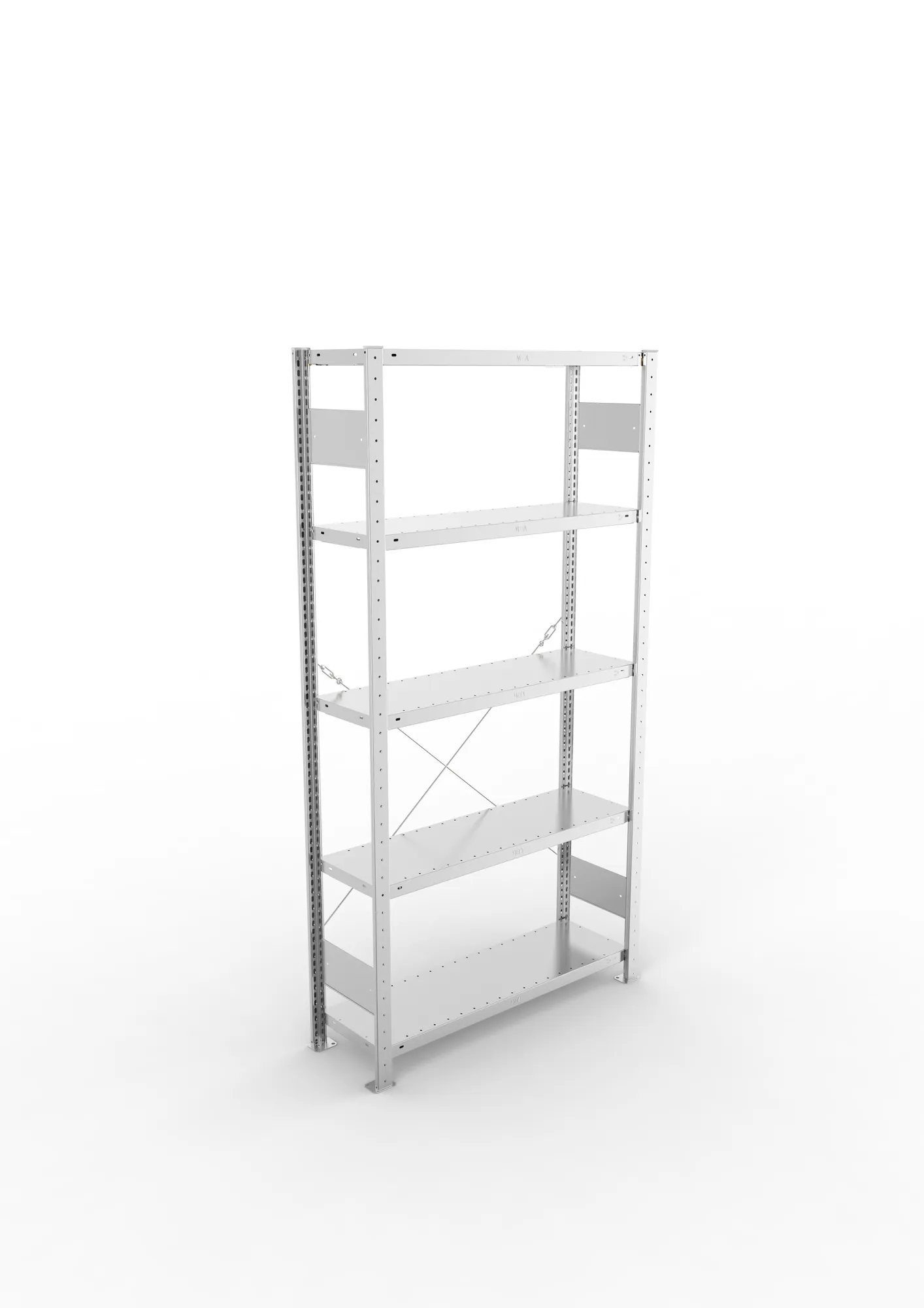 META CLIP, Fachbodenregal, Grundregal, 2000 x 1000 x 300 mm, Fachlast 150 kg, 5 Ebenen, verzinkt – Ansicht von oben