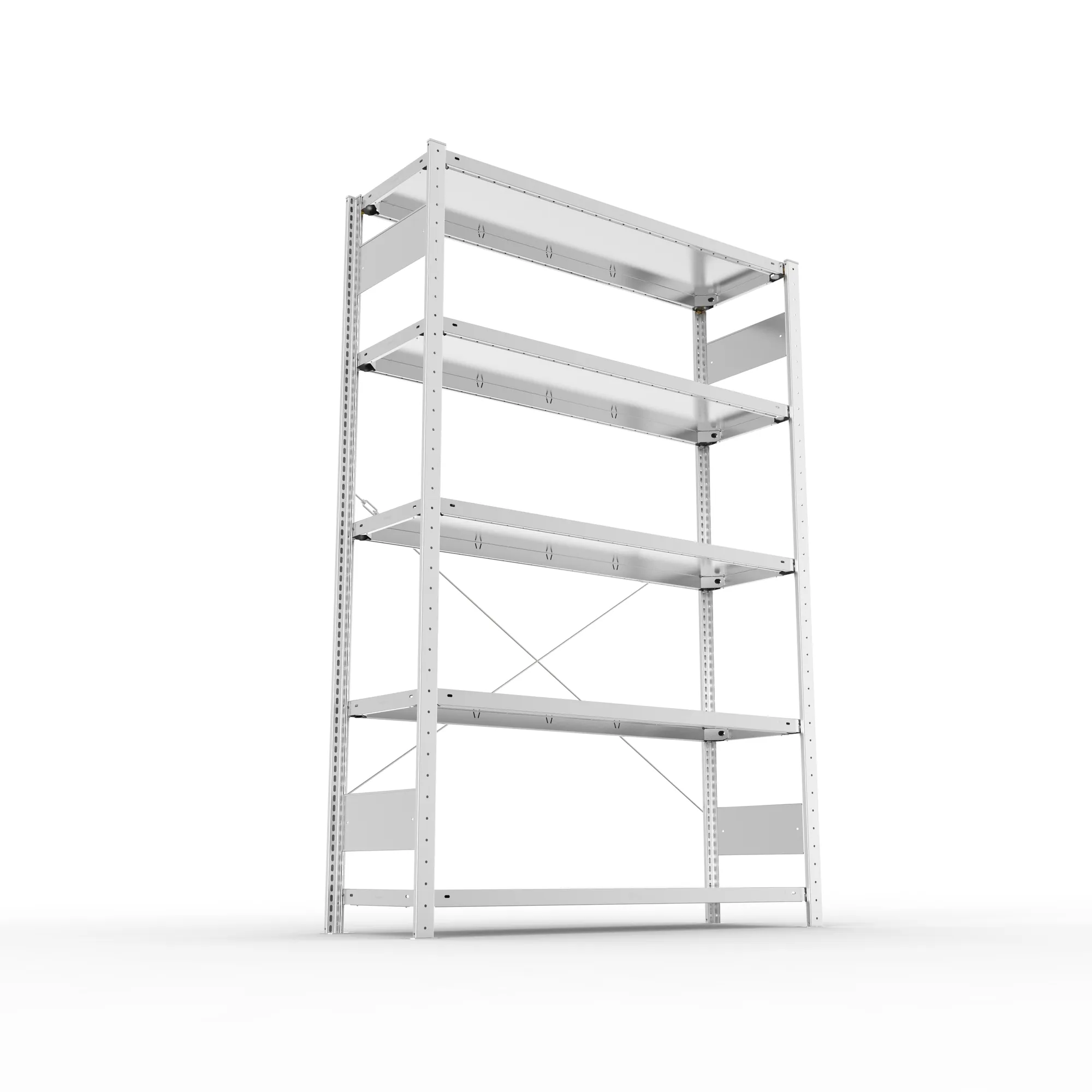 META CLIP, Fachbodenregal, Grundregal, 2000 x 1300 x 400 mm, Fachlast 230 kg, 5 Ebenen, verzinkt – Ansicht von unten
